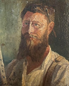 Self Portrait Artist at his Easel 19th Century French Impressionist Oil Painting