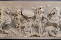 Amazonamachy: A Classical plaster figural frieze relief