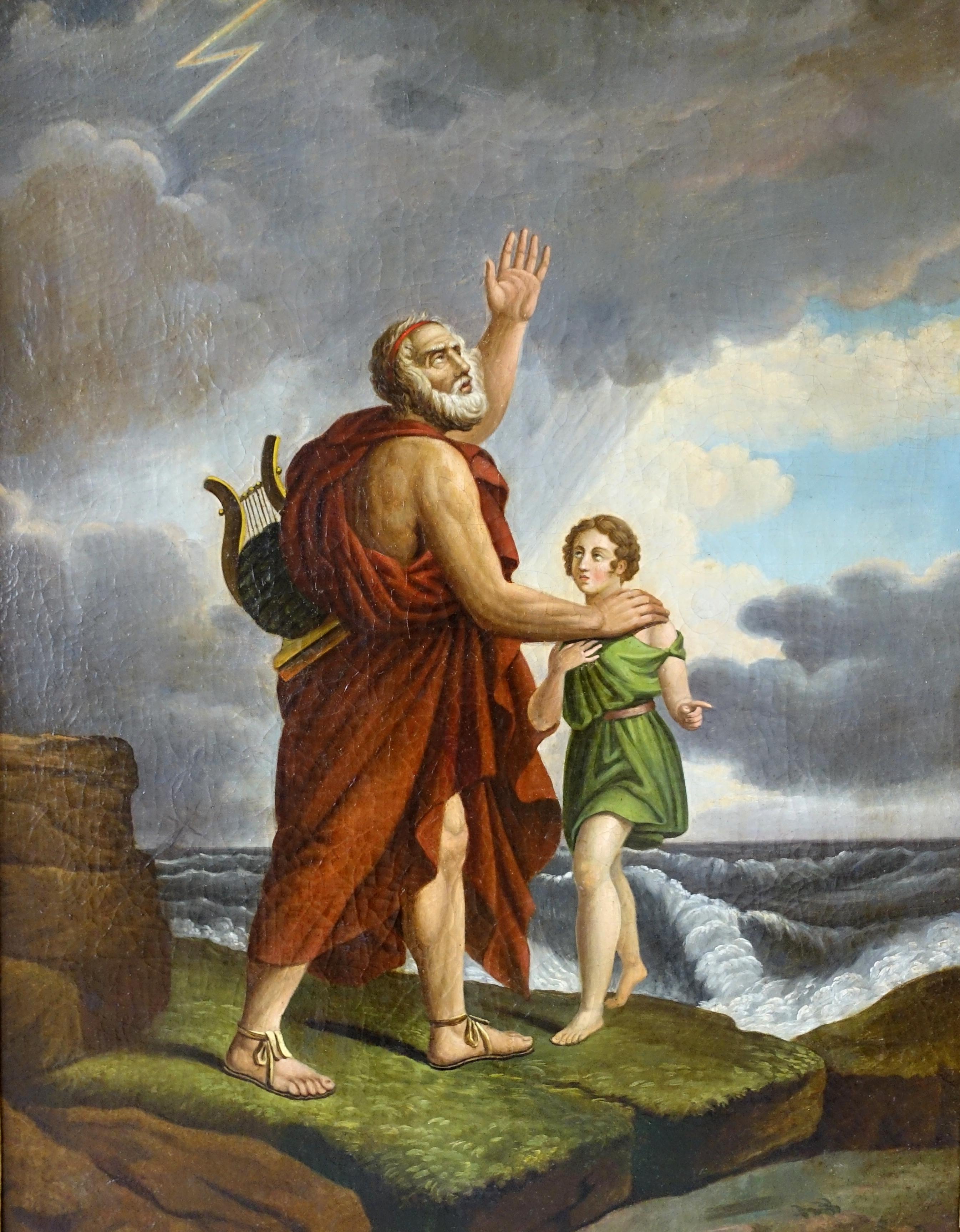 Empire École française du 19e siècle d'après F. Gerard : scène mythologique représentant Homere en vente