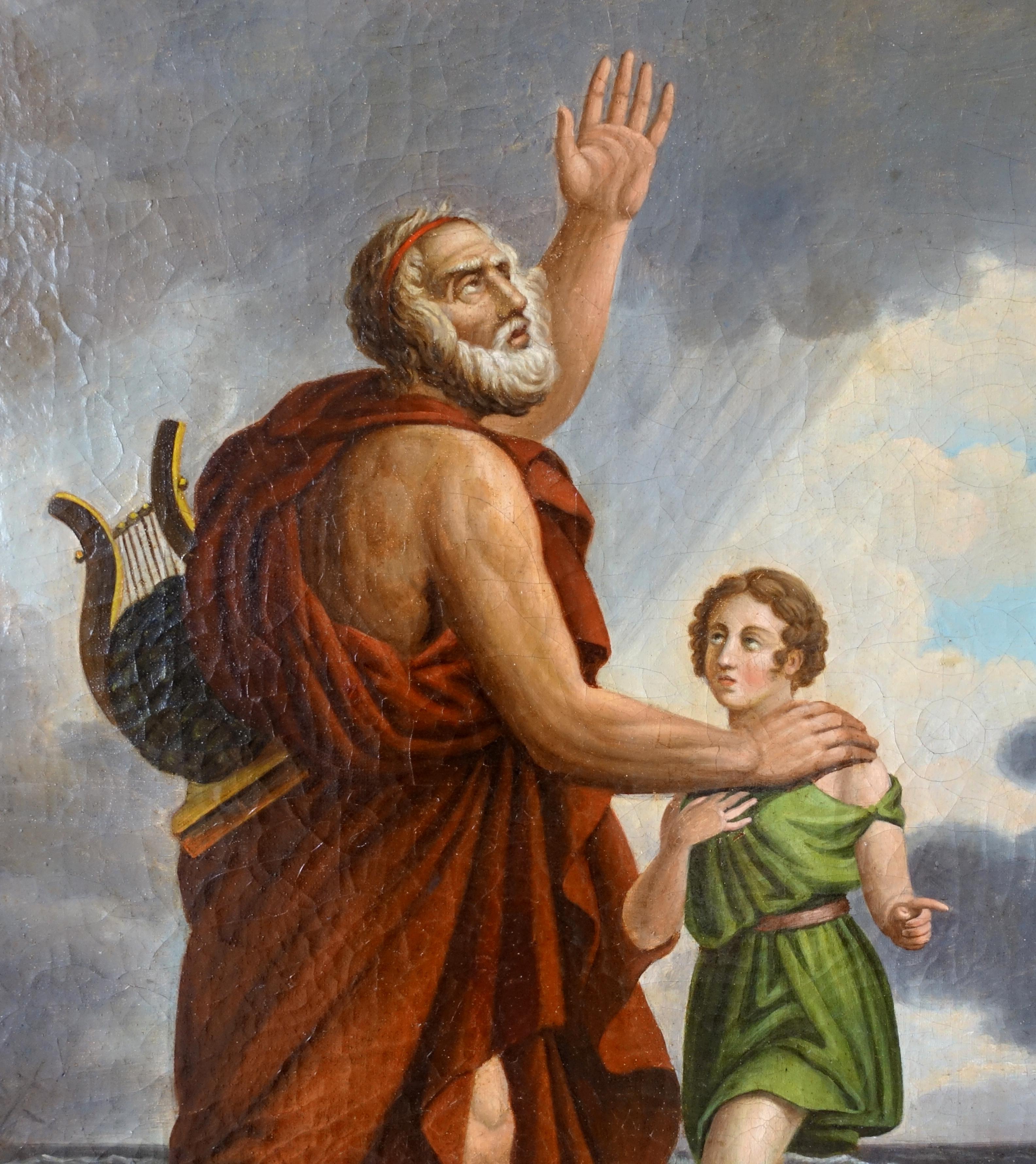 École française du 19e siècle d'après F. Gerard : scène mythologique représentant Homere en vente 1