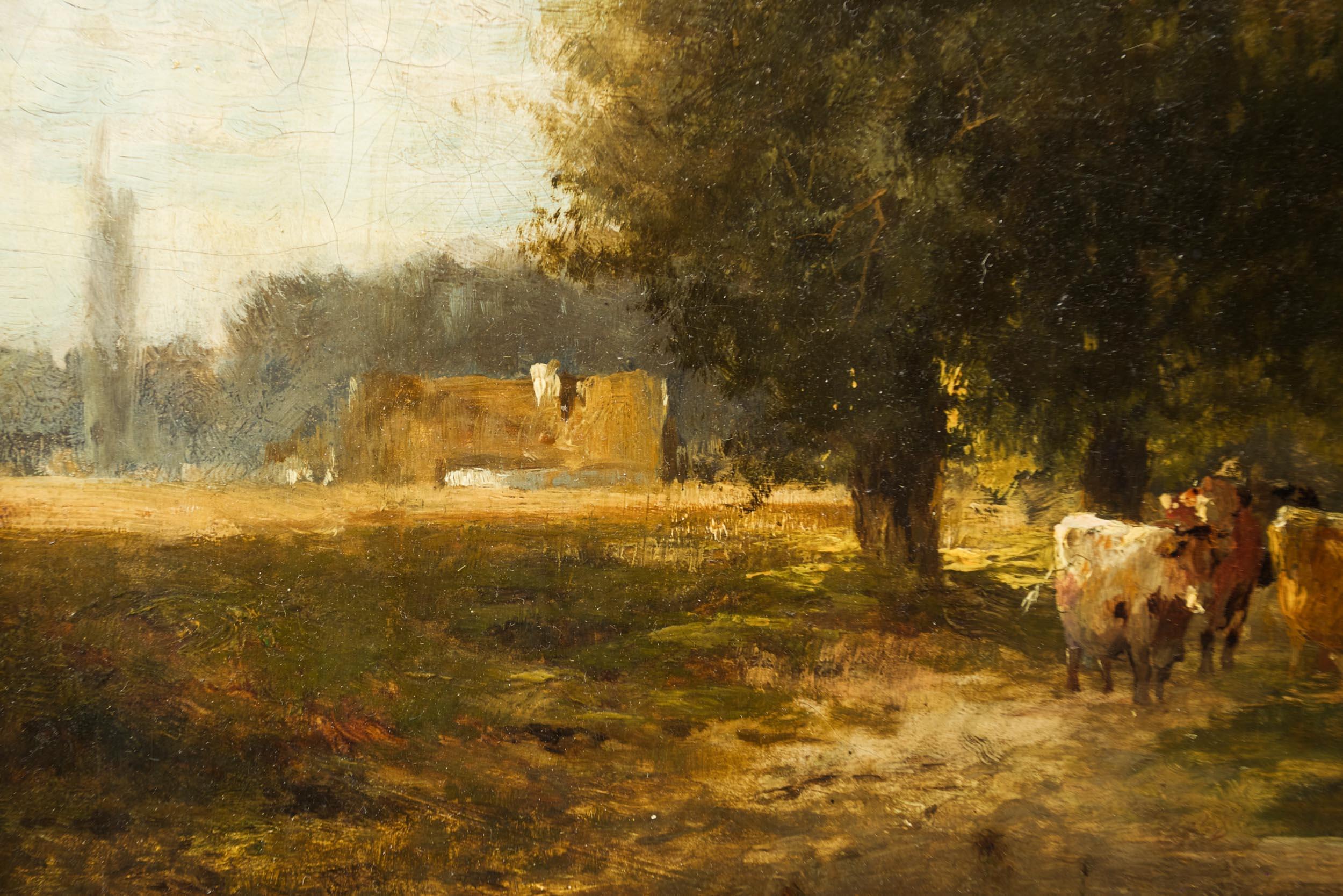19th Century French School Barbizon Antique Landscape Painting Signed Troyon 6