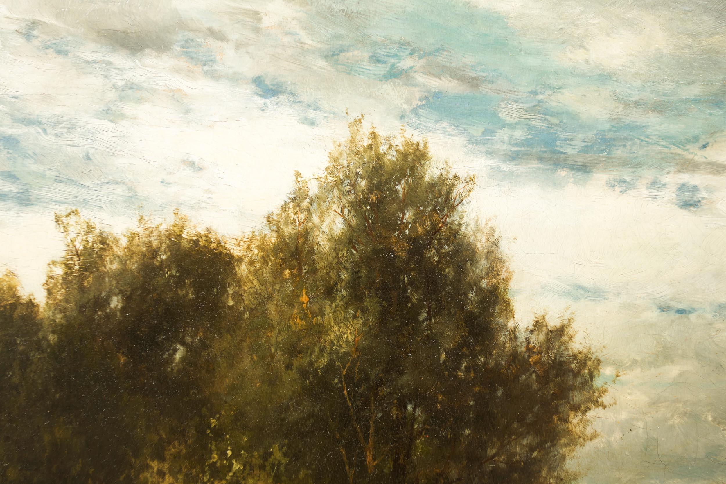 19th Century French School Barbizon Antique Landscape Painting Signed Troyon 7