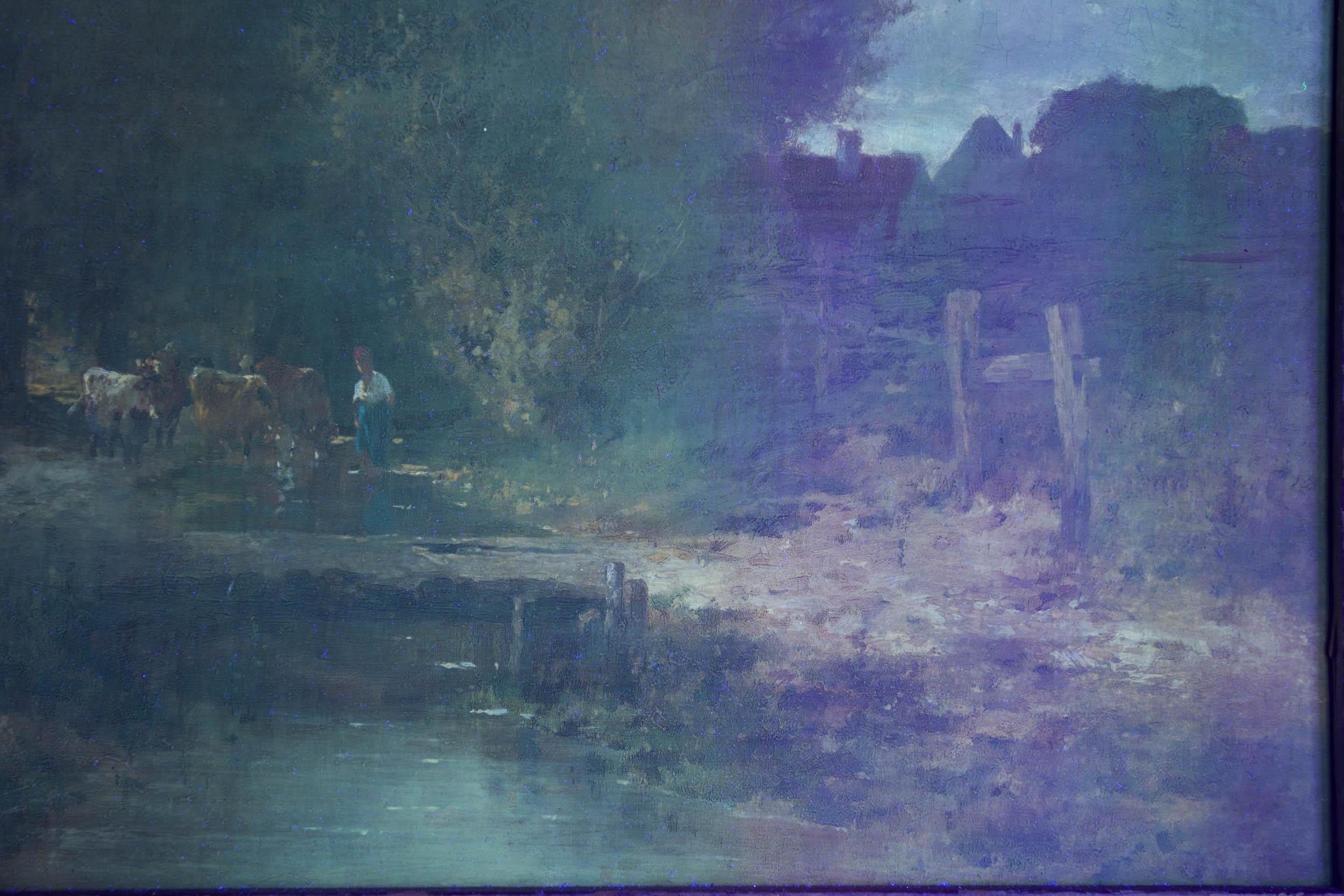 19th Century French School Barbizon Antique Landscape Painting Signed Troyon 12