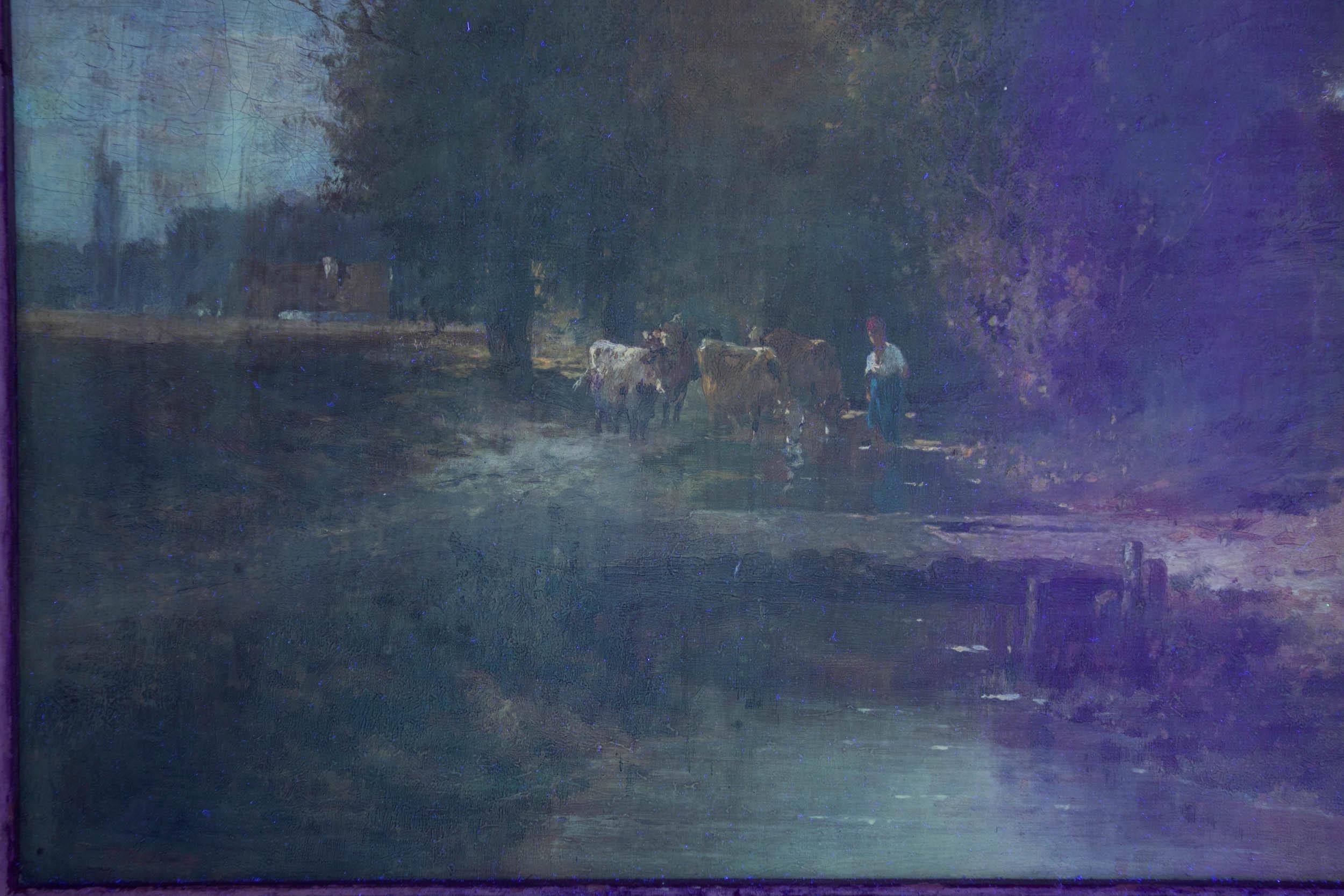 19th Century French School Barbizon Antique Landscape Painting Signed Troyon 13