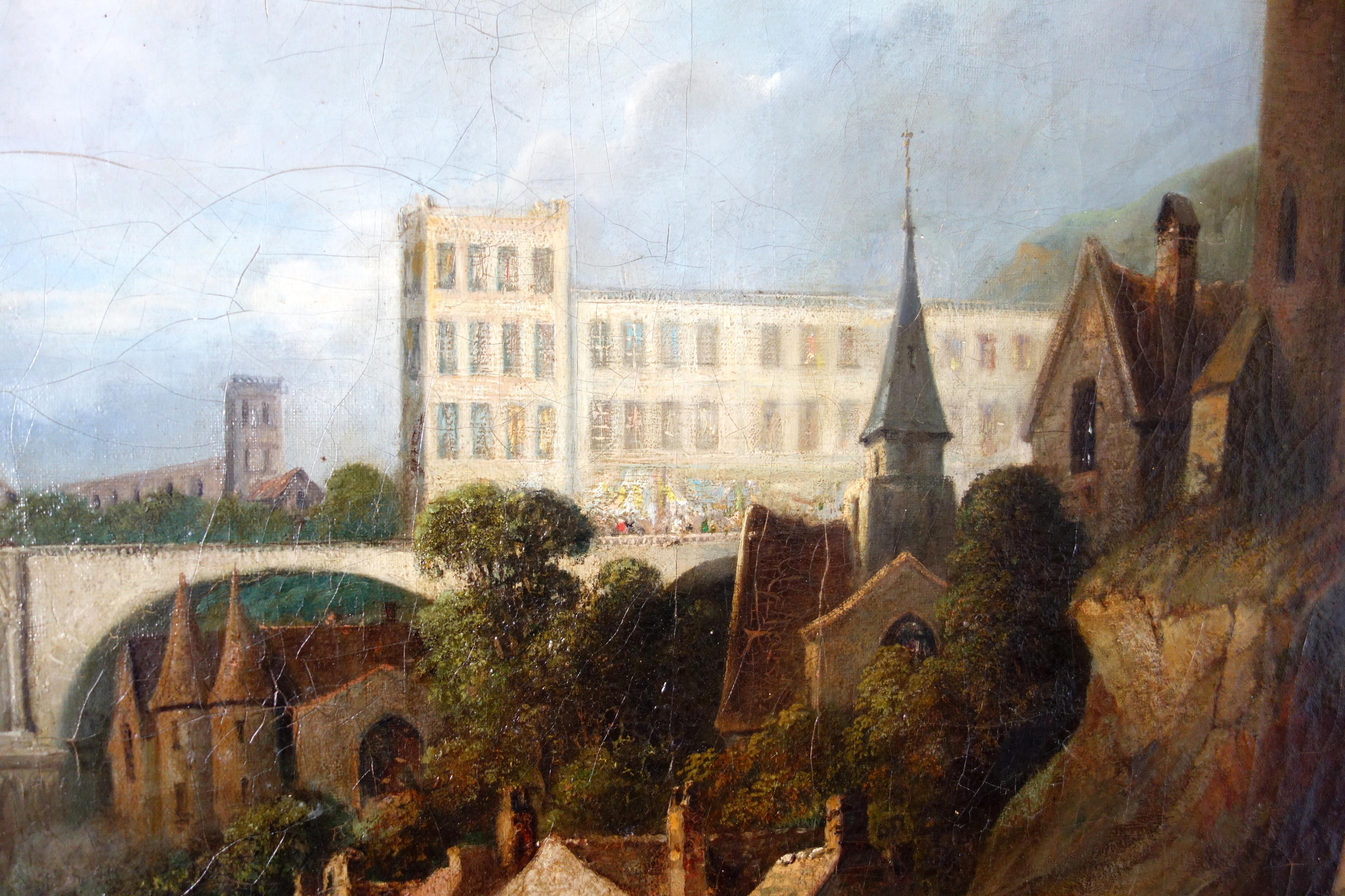 Oiled 19th century French school, large painting signed Joseph Paul Martin dated 1857 For Sale