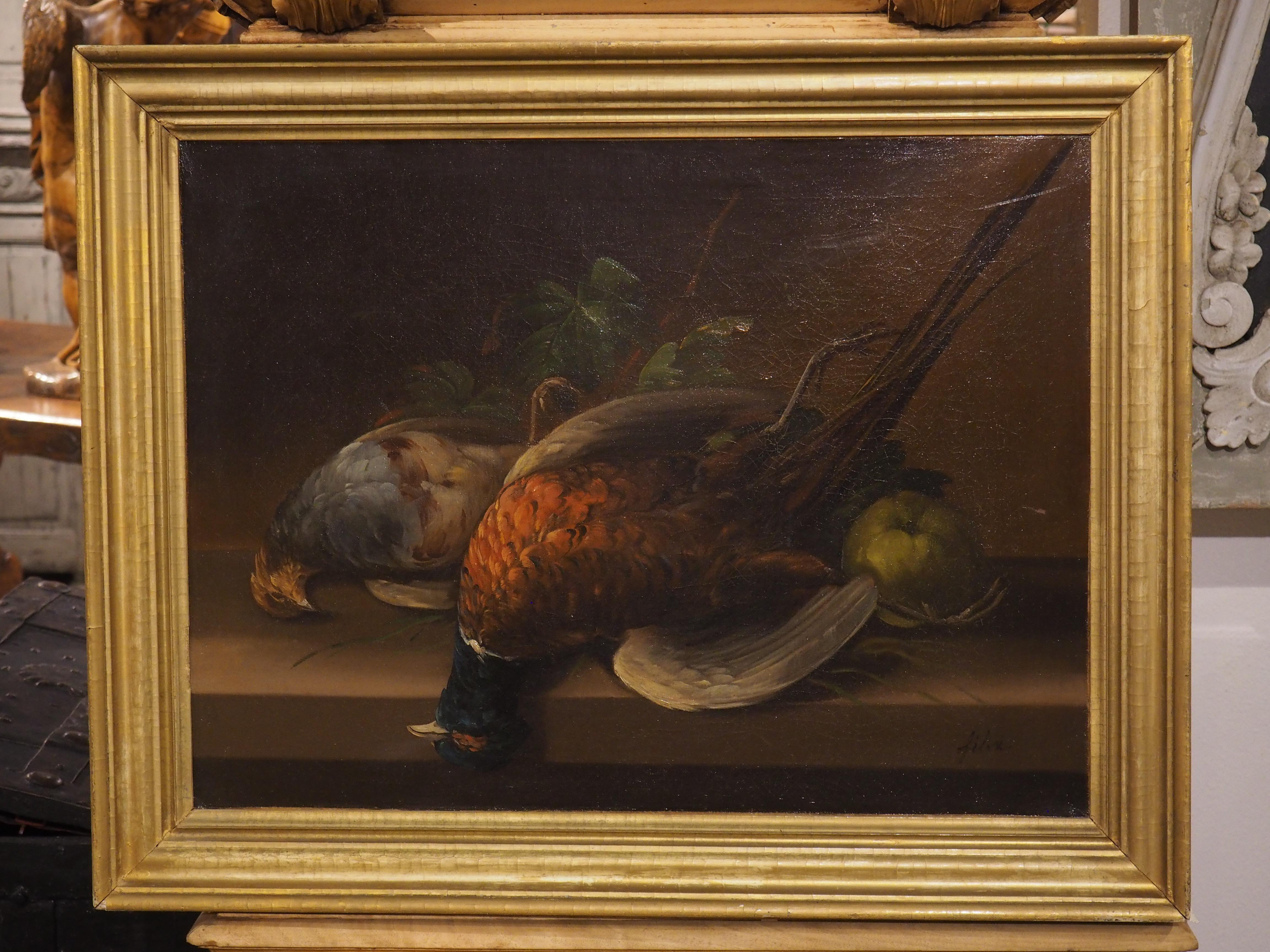 19th Century French School Nature Morte Oil on Canvas Painting in Giltwood Frame 14