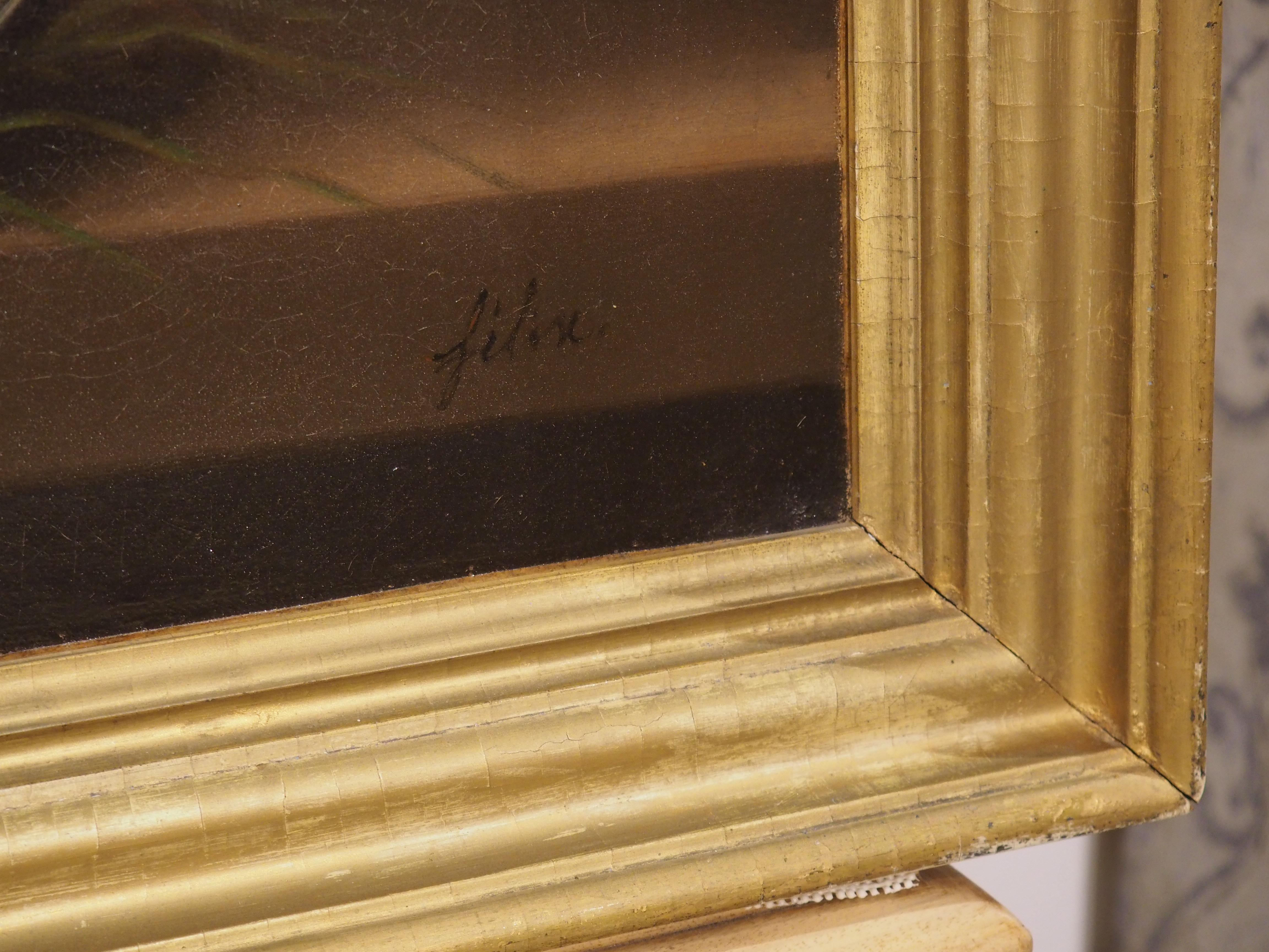 19th Century French School Nature Morte Oil on Canvas Painting in Giltwood Frame 2