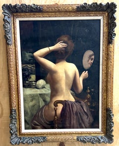 Olio su tela di scuola francese del XIX secolo "Dopo il bagno