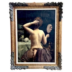 Olio su tela di scuola francese del XIX secolo "Dopo il bagno