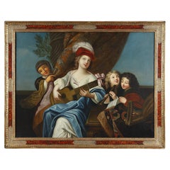 19th century French school painting, after J-F Courtin, "La Joueuse de Cithare"