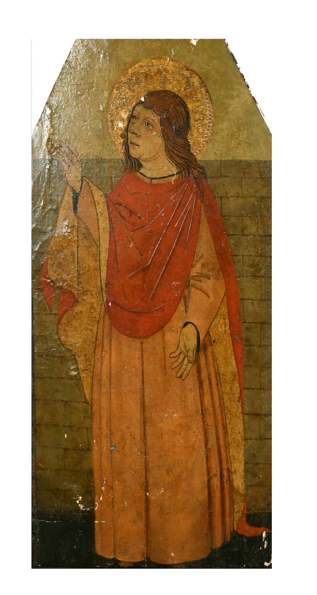 PINTURA AL ÓLEO DE LA ESCUELA CONTINENTAL DEL SIGLO XIX ESTUDIO EN TABLA DE MADERA DE UN SANTO