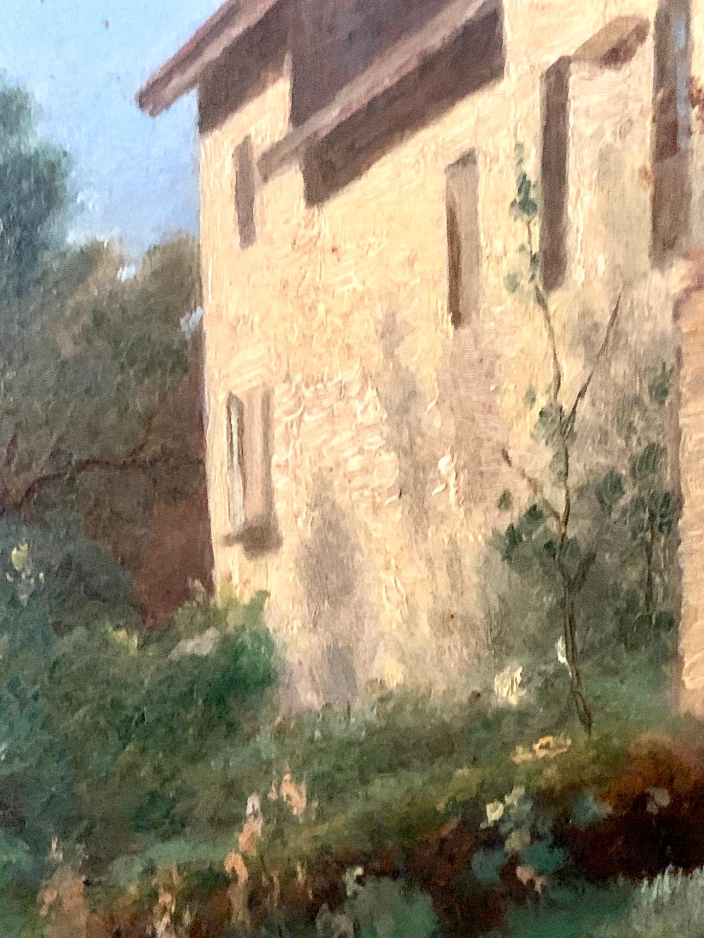 19th century French traditional and Impressionist landscape with farmhouse.

Very Pretty and well painted late 19th-century French landscape. 

The quality of the painting is obvious with the artist painting a very competent high-quality painting.