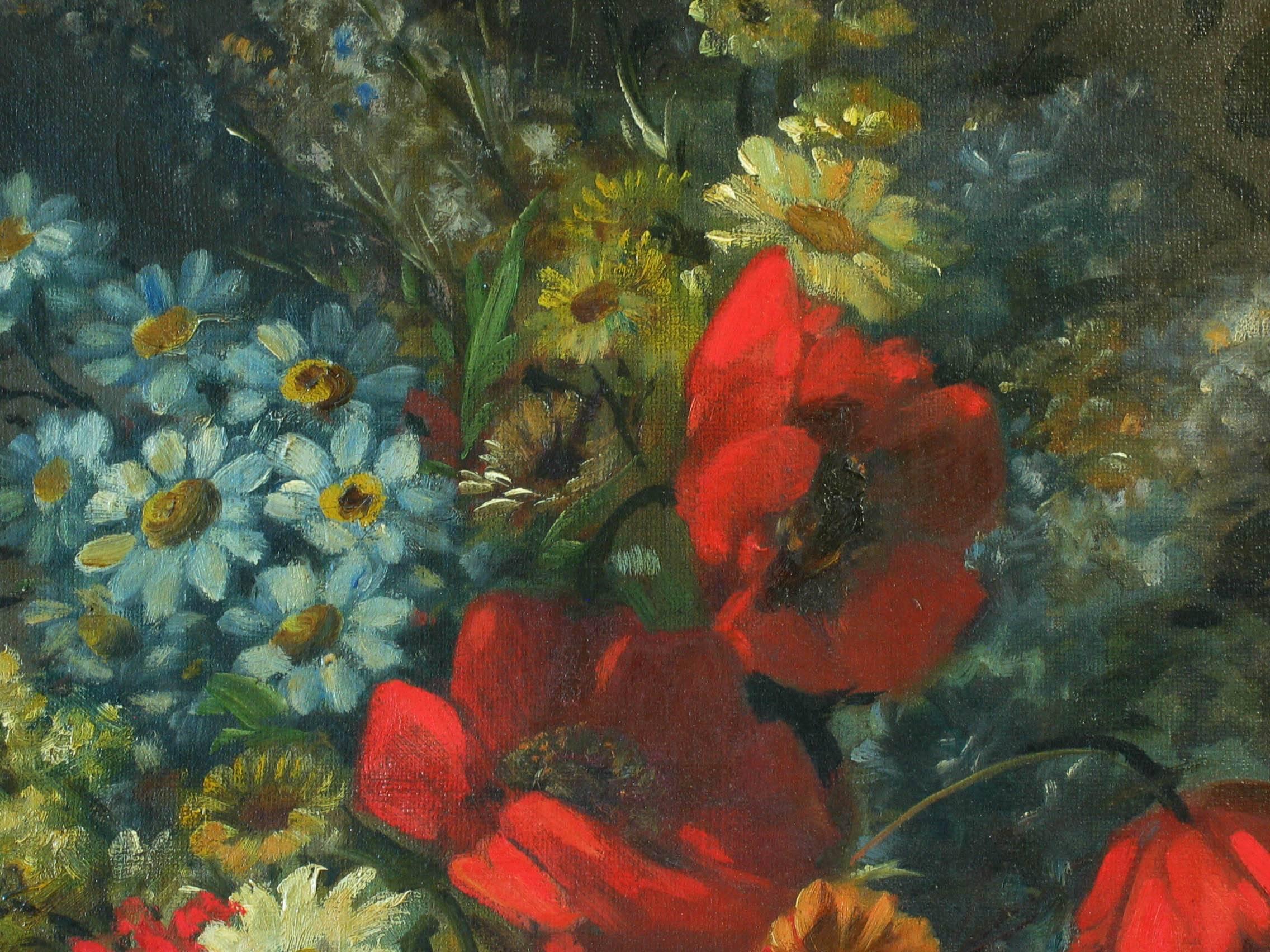 Francese Natura morta di fiori di campo di scuola francese del XIX secolo in vendita