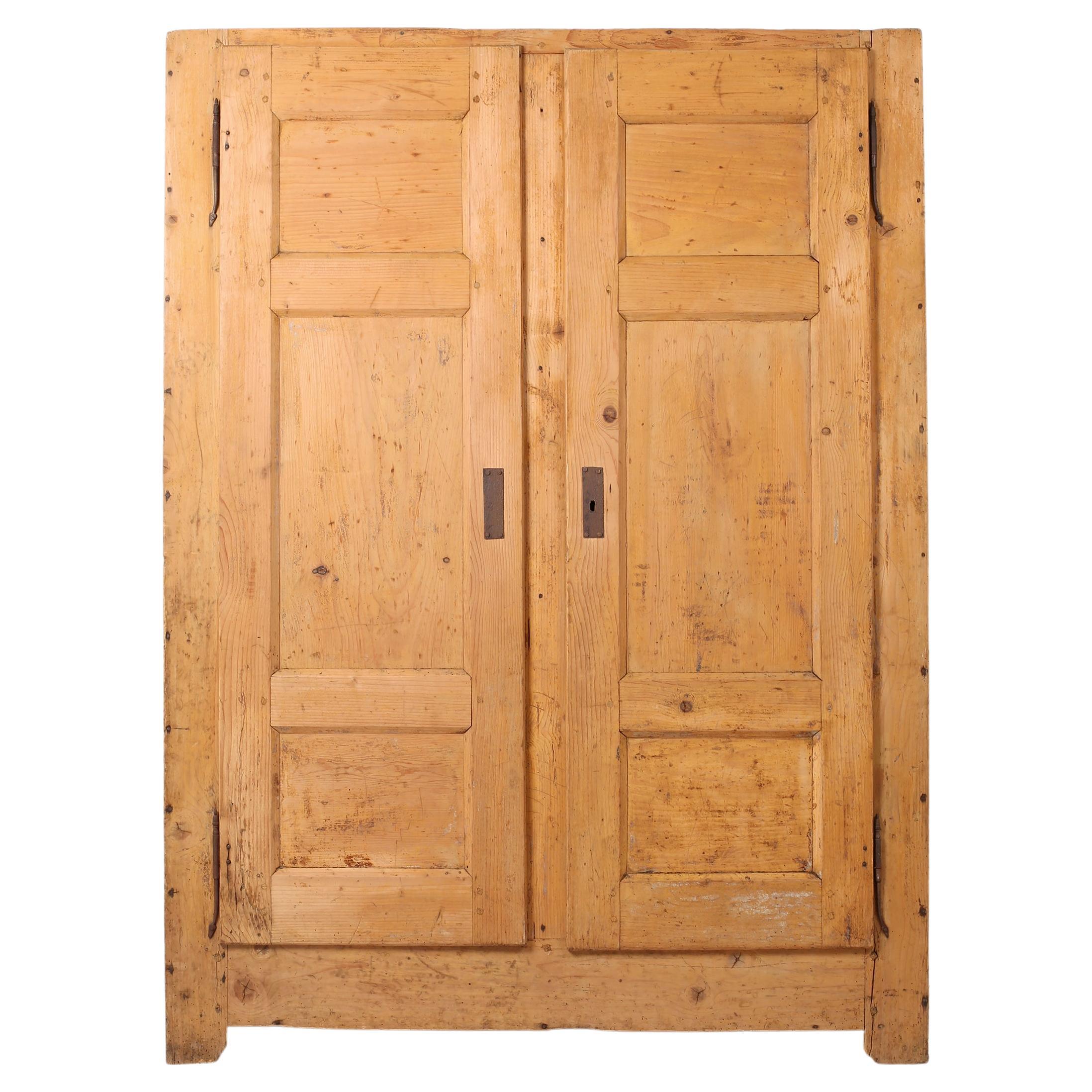 19th Century French Scrubbed Pine Cupboard For Sale