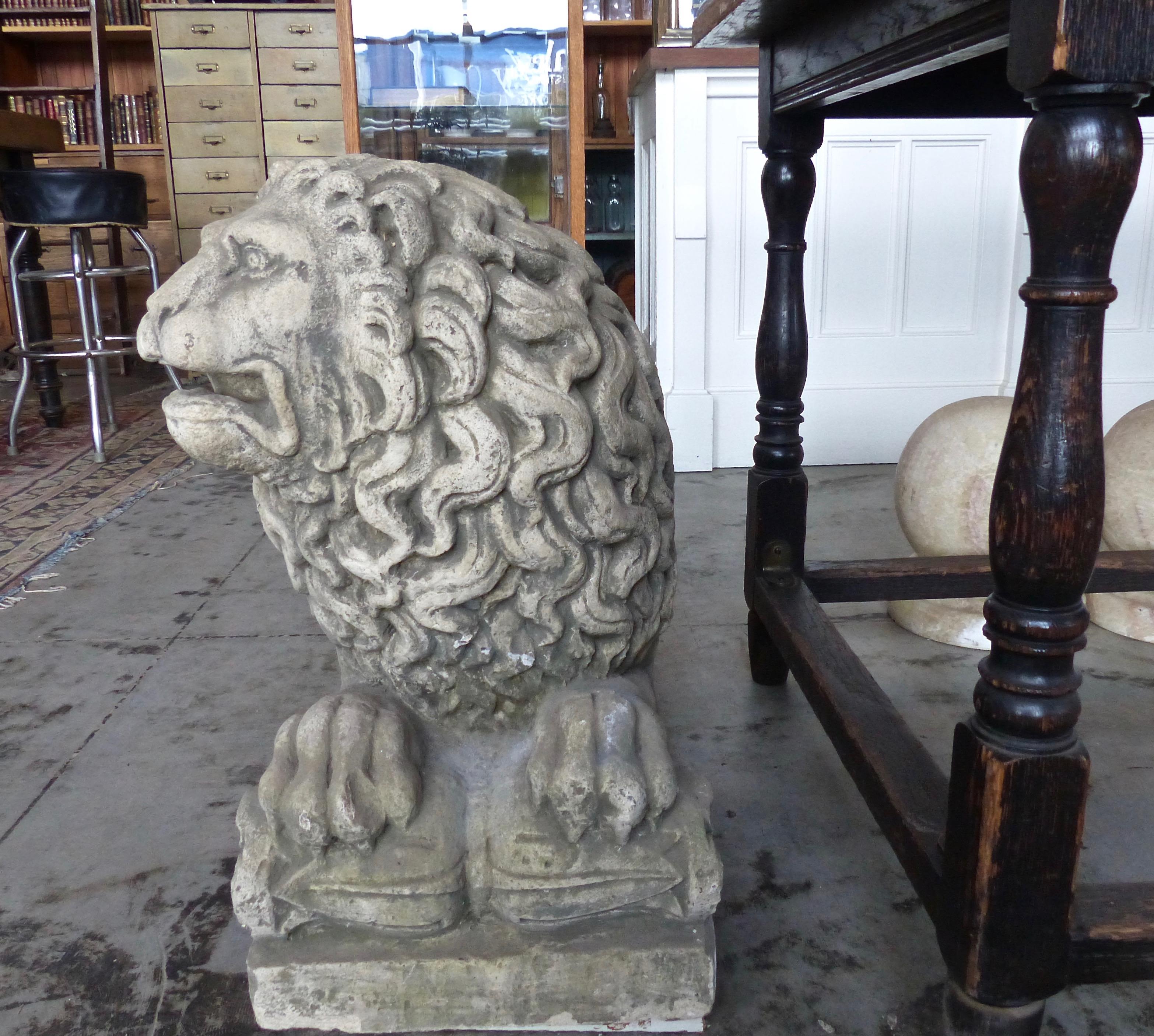 19th Century French Sculpted Limestone Lions 5