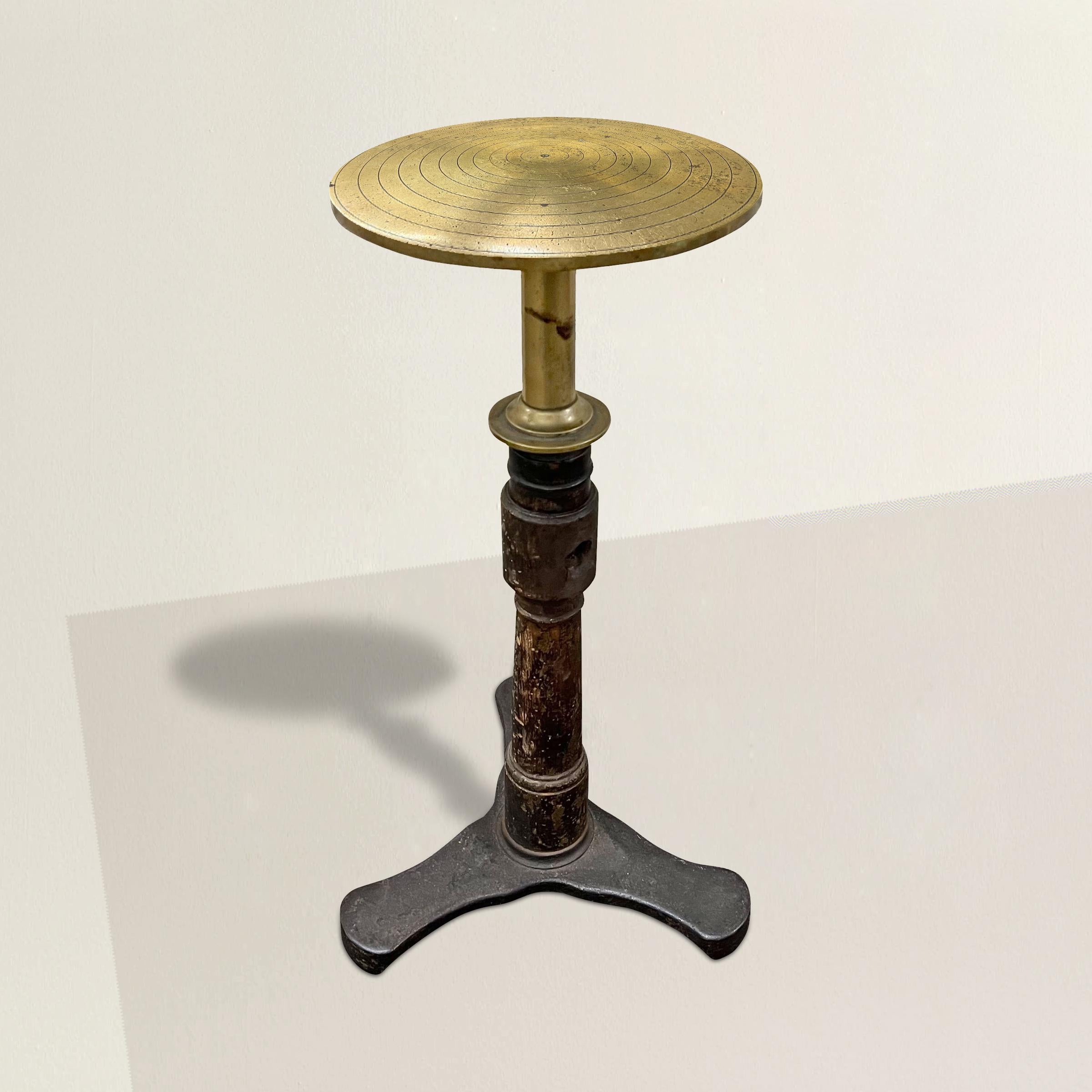 Uncover the artistic legacy of the 19th century with this exquisite French sculptor's table, a testament to the craftsmanship of the era. Originally used by a ceramic artist to create small pottery pieces, this table has now found a new purpose in