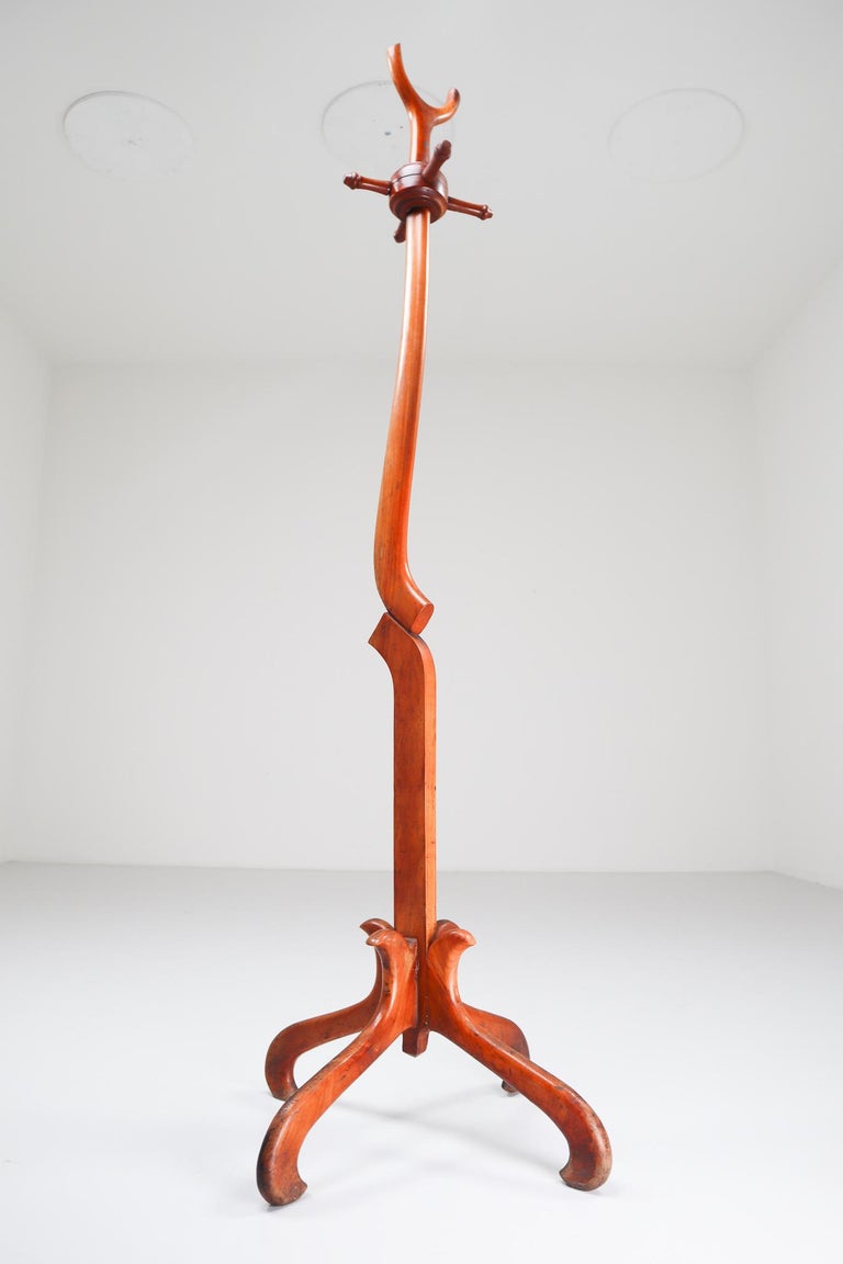 19th Century French Sculptural Walnut Coat and Hat Rack For Sale at 1stDibs