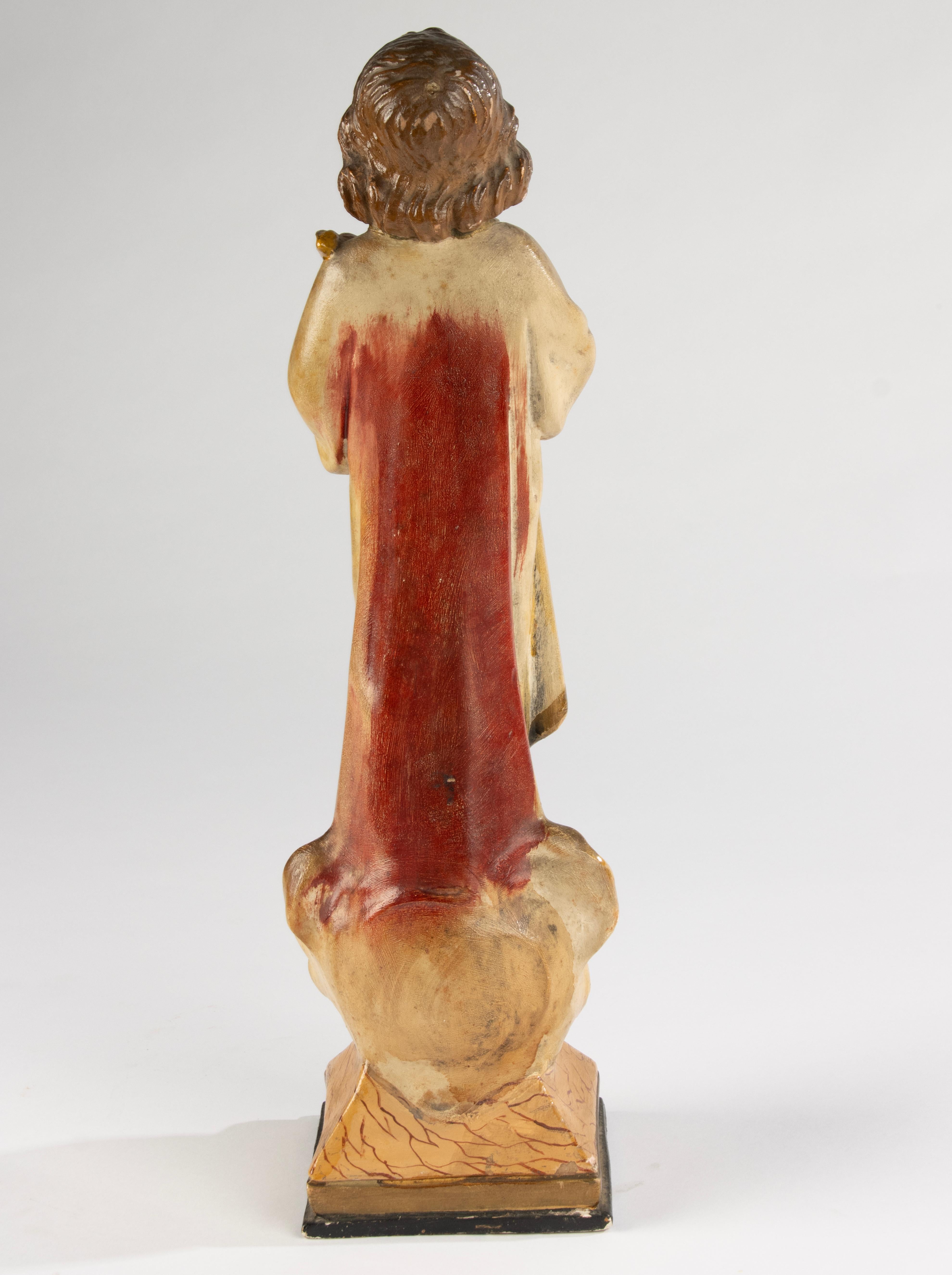 Scultura francese del XIX secolo raffigurante il Bambino Gesù in gesso policromo su legno in vendita 5
