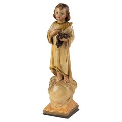 19th Century French Sculpture of the Christ Child in Polychrome Plaster on Wood