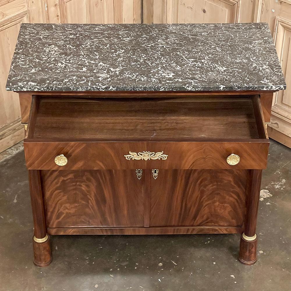 Hand-Crafted 19th Century French Second Empire Period Marble Top Buffet For Sale