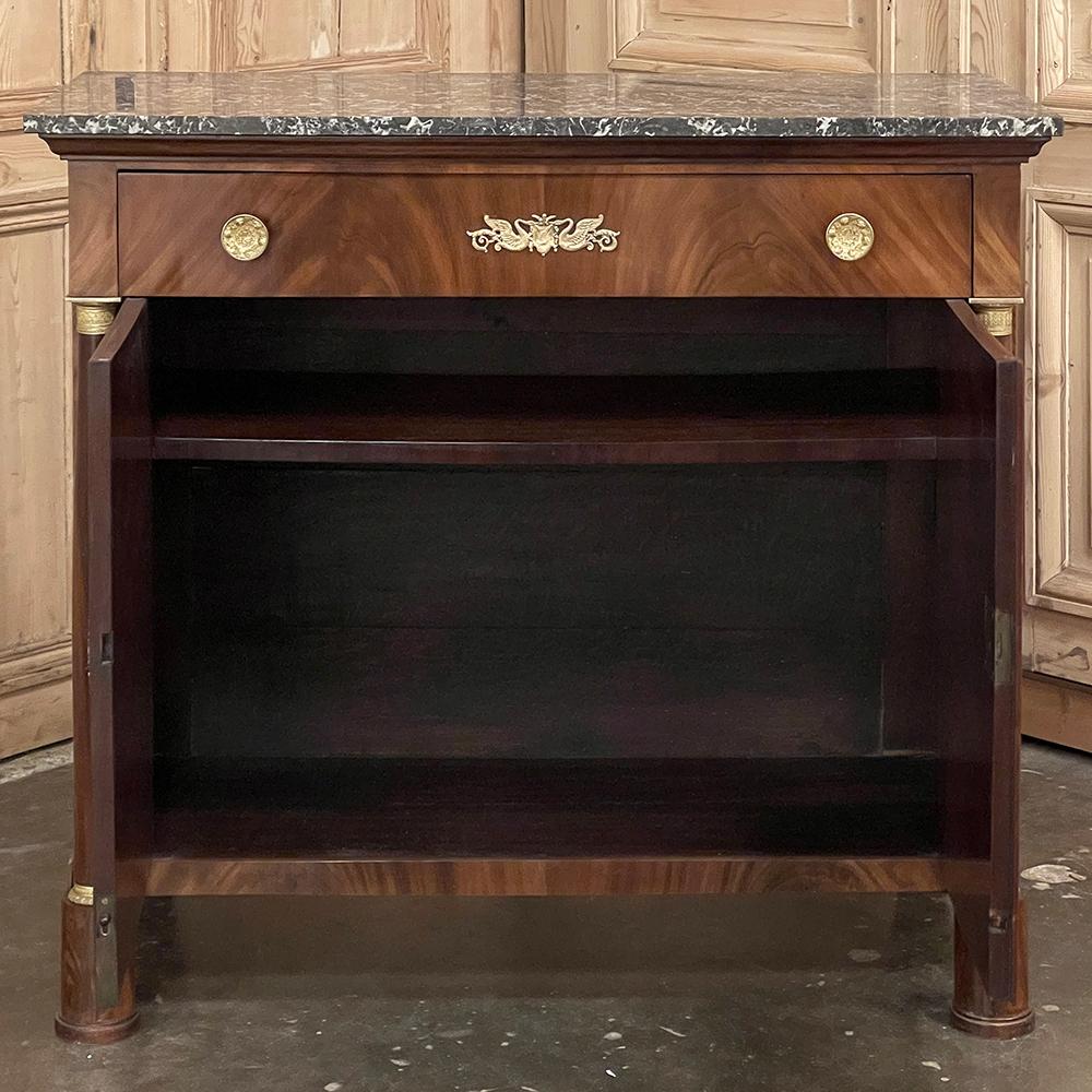 Bronze 19th Century French Second Empire Period Marble Top Buffet For Sale