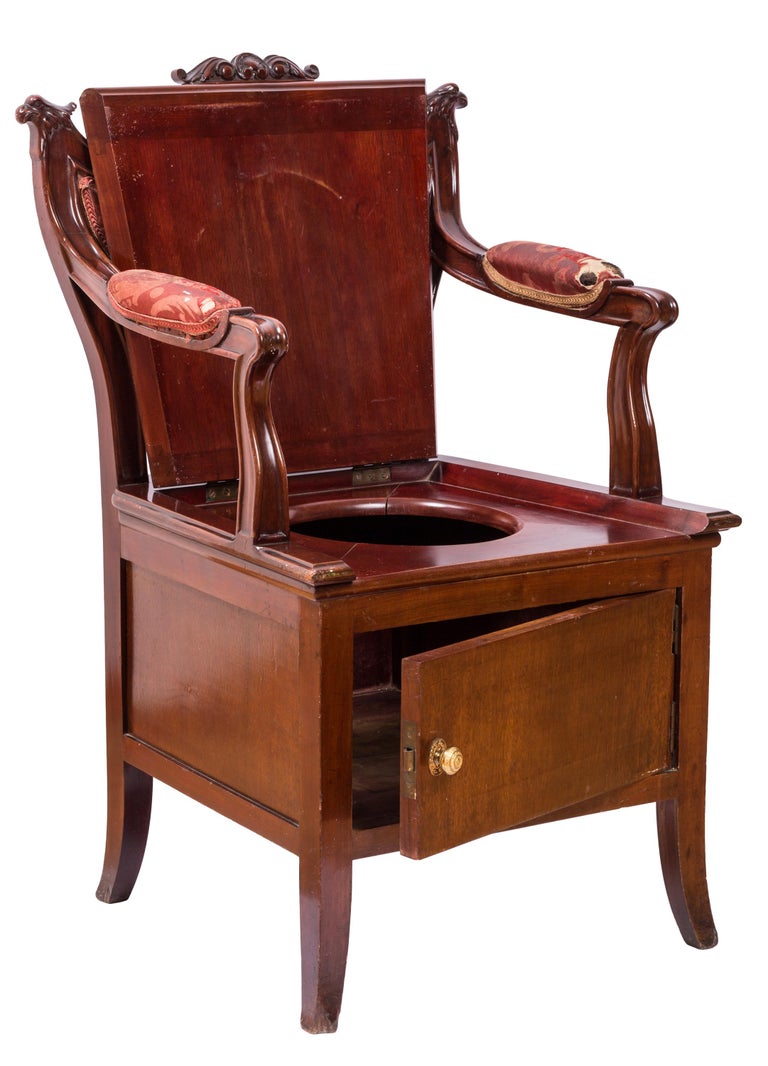 19th Century French Second Empire Style Chaise Percee Toilet Commode Chair For Sale At 1stdibs