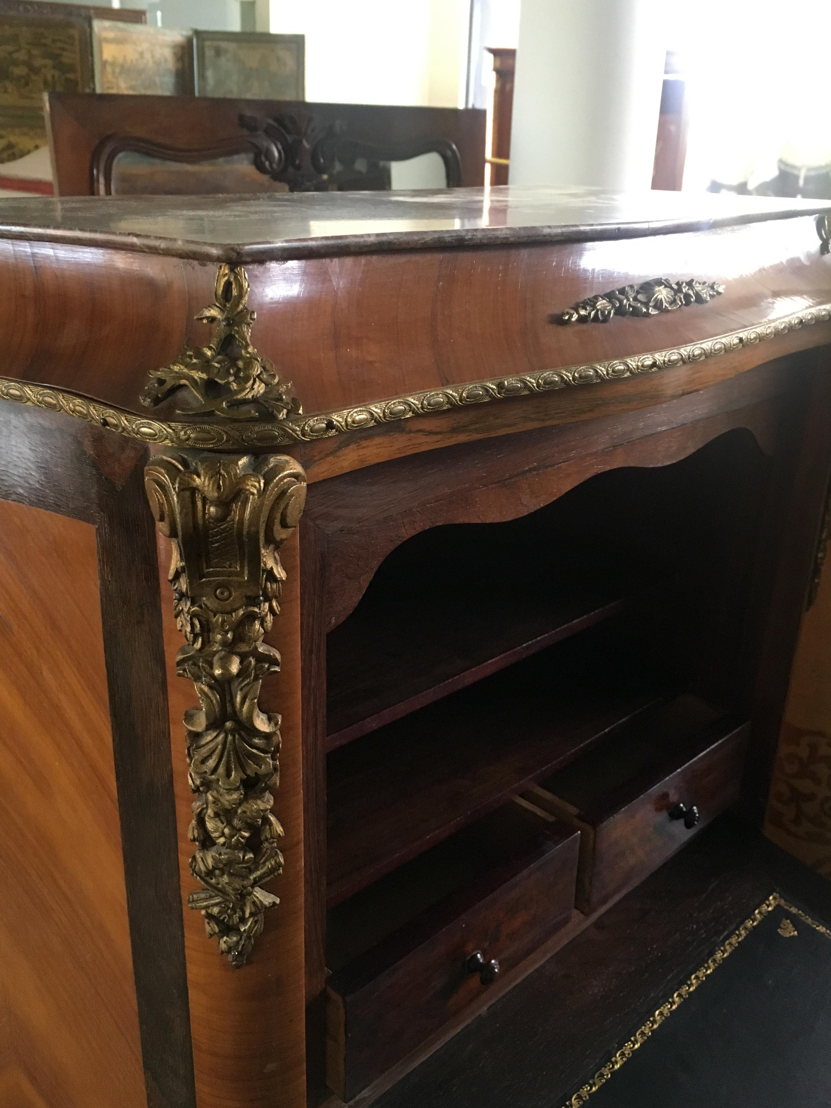 19th Century French Secretaire with Bronze Decoration in Louis XVI Style In Good Condition For Sale In Sofia, BG