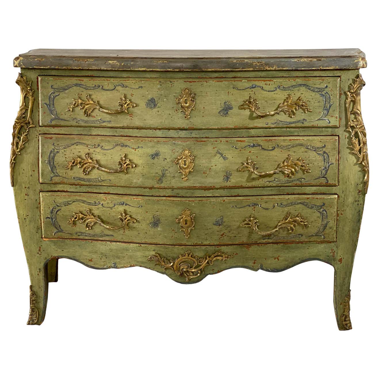 19th Century French Serpentine Front Rococo Commode For Sale at 1stDibs