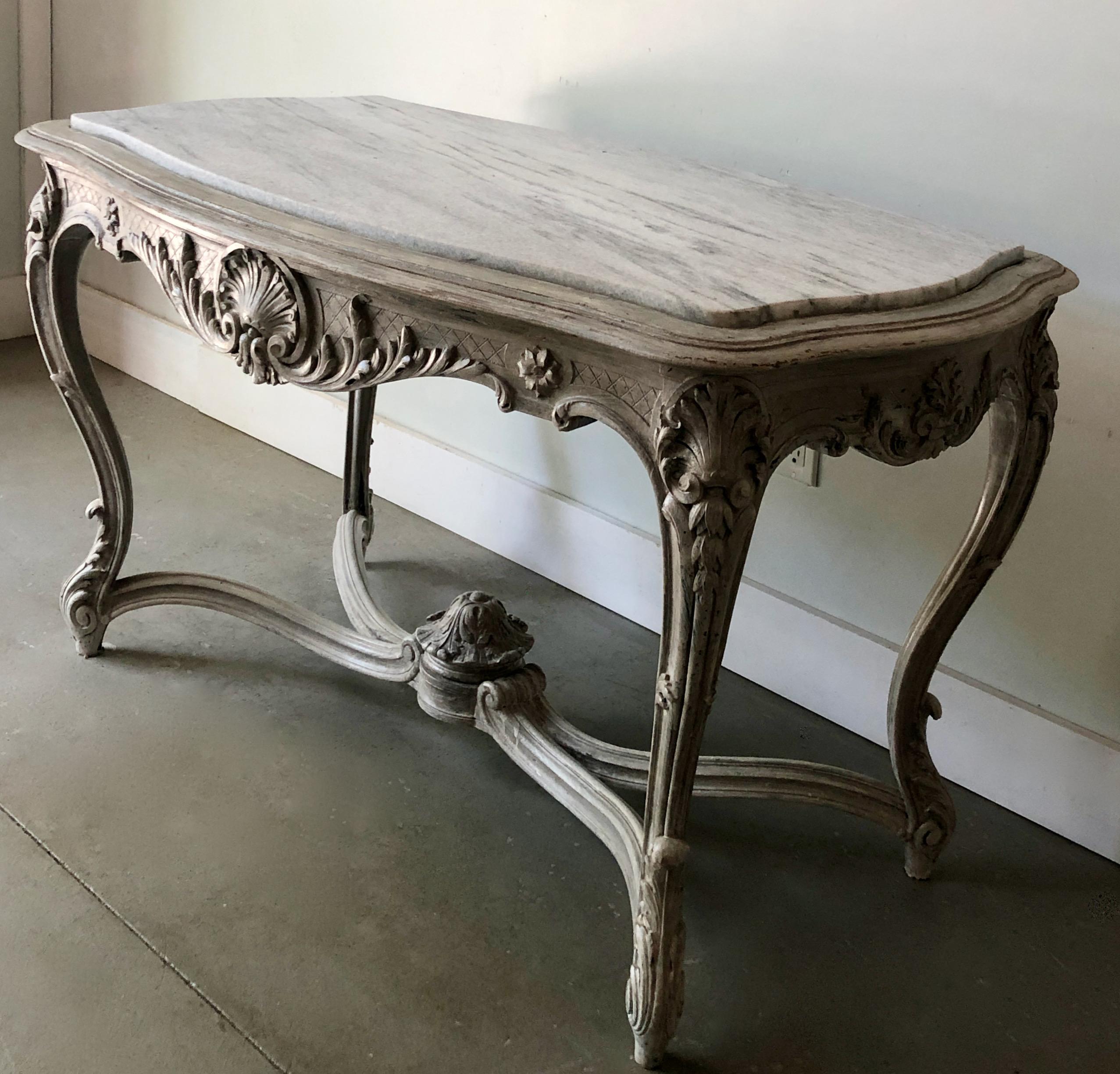 Hand-Carved 19th century French Serpentine Shaped Center Table