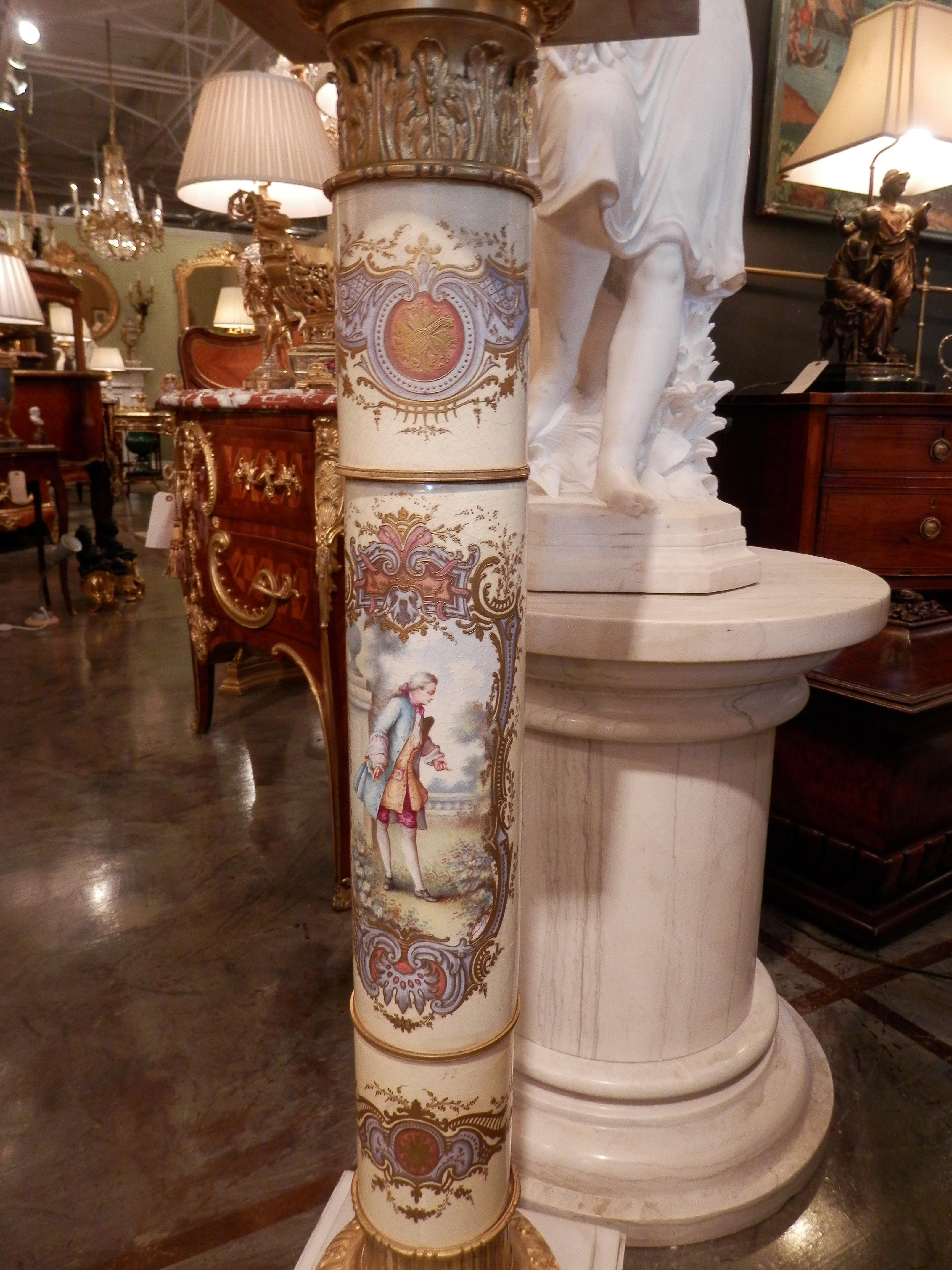 19th Century French Serve's Porcelain Pedestal with Gilt Bronze Mounts In Good Condition In Dallas, TX