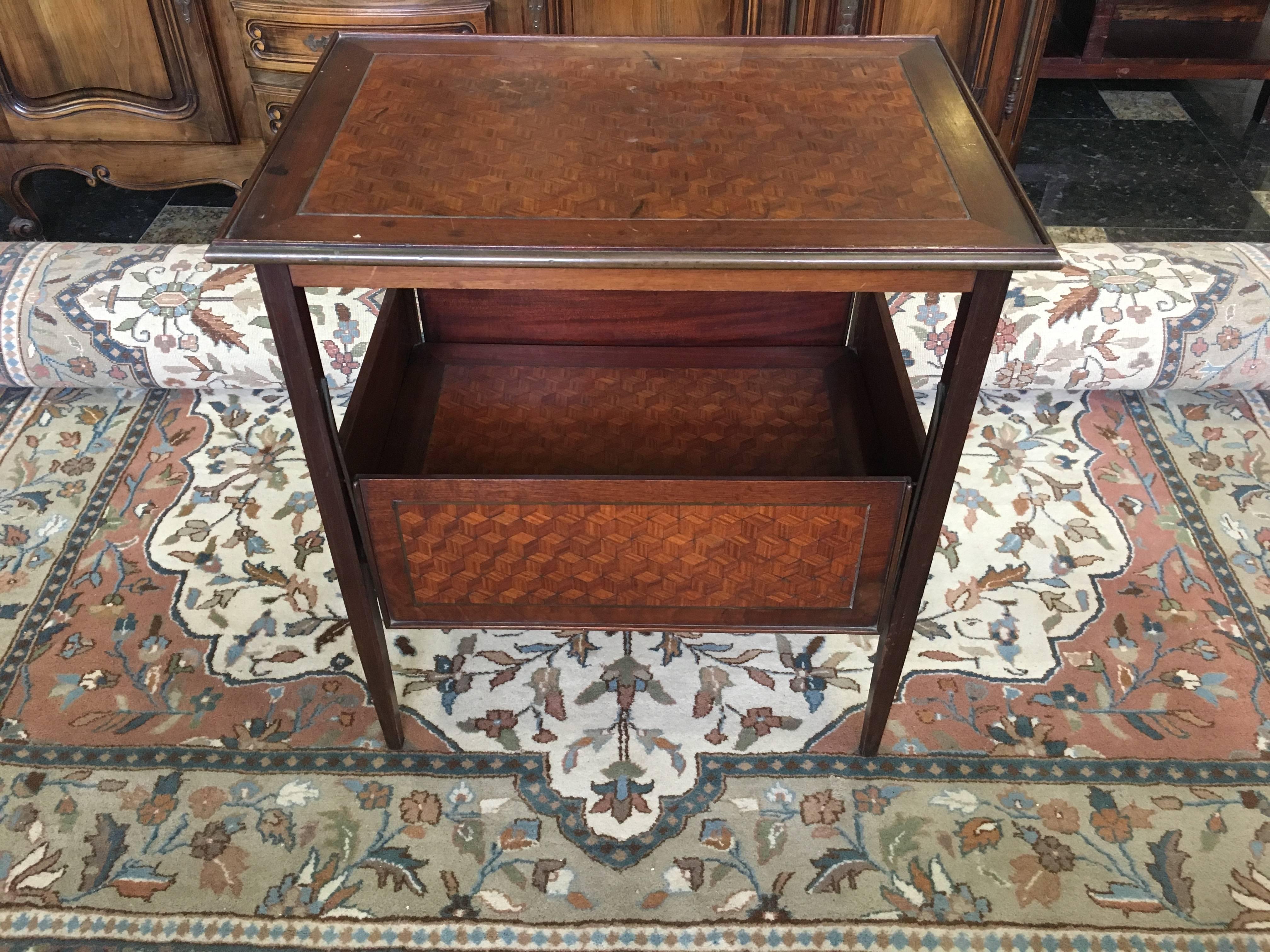 19th Century French Serving Marquetry Table with Sliding Panels In Good Condition For Sale In Sofia, BG
