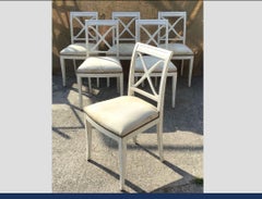 19th Century French Set of 6 Dining Chairs with Original Upholstered Seat, 1890s