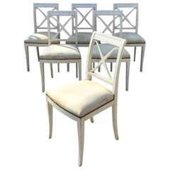 Antique 19th Century French Set of 6 Dining Chairs with Original Upholstered Seat, 1890s