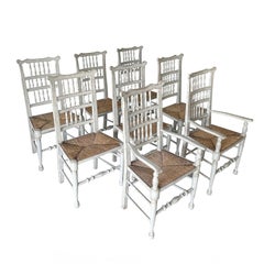 19th Century French Set of Eight Belle Époque Beech Provence Dining Room Chairs