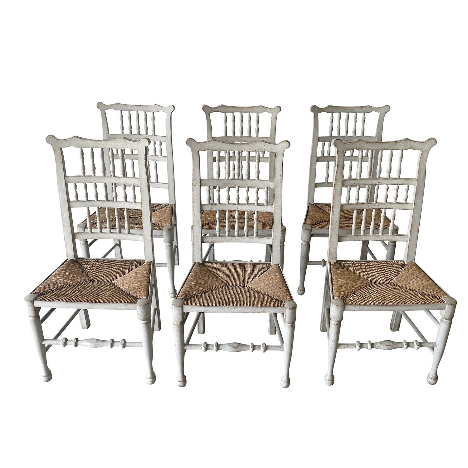 Hand-Carved 19th Century French Set of Eight Belle Époque Beech Provence Dining Room Chairs For Sale