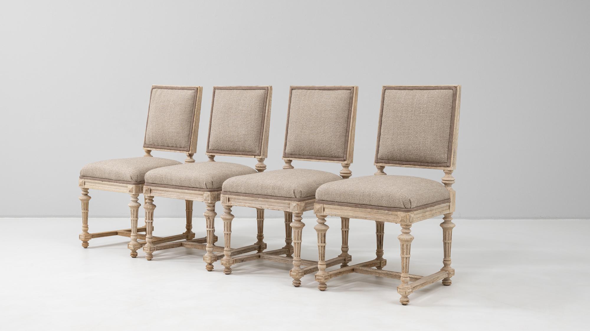 19th Century French Set Of Four Upholstered Dining Chairs For Sale 8