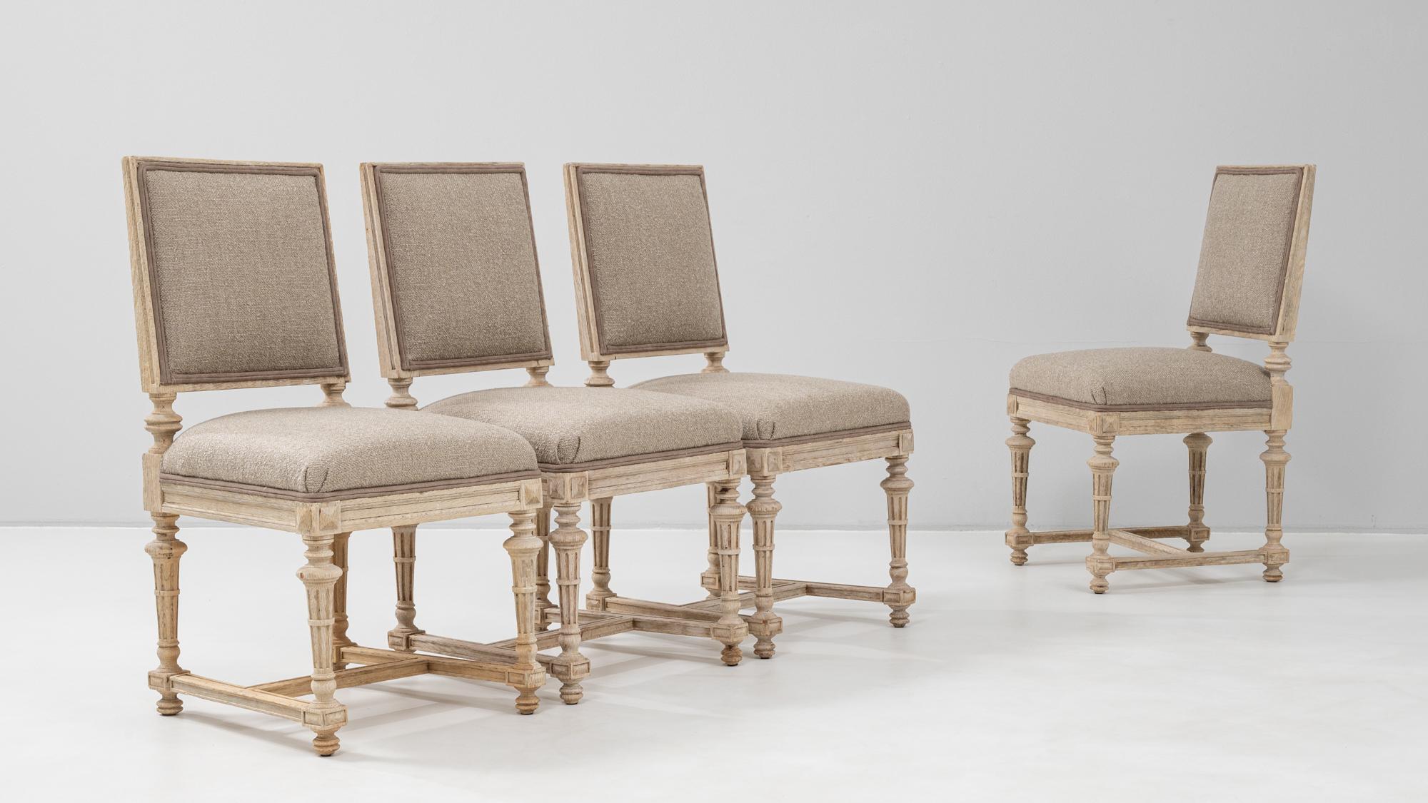 19th Century French Set Of Four Upholstered Dining Chairs For Sale 1