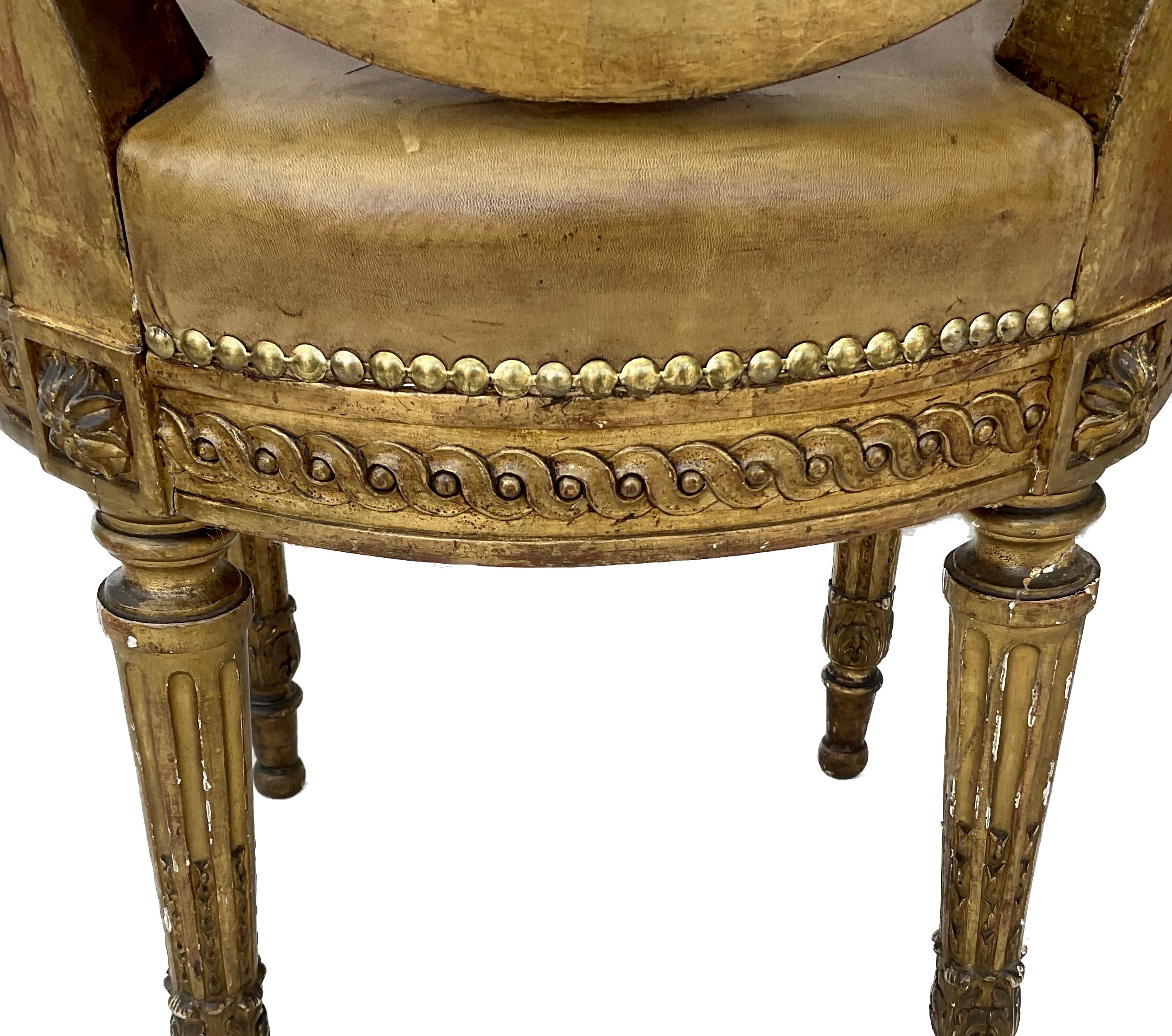 19th Century French Set of Four Louis XVI Style Giltwood Dining Chairs For Sale 7