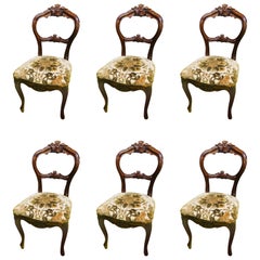 19th Century French Set of Six Walnut Chairs and a Dining Table