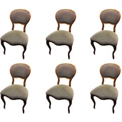 19th Century French Set of Six Walnut Chairs with Medallion Backs