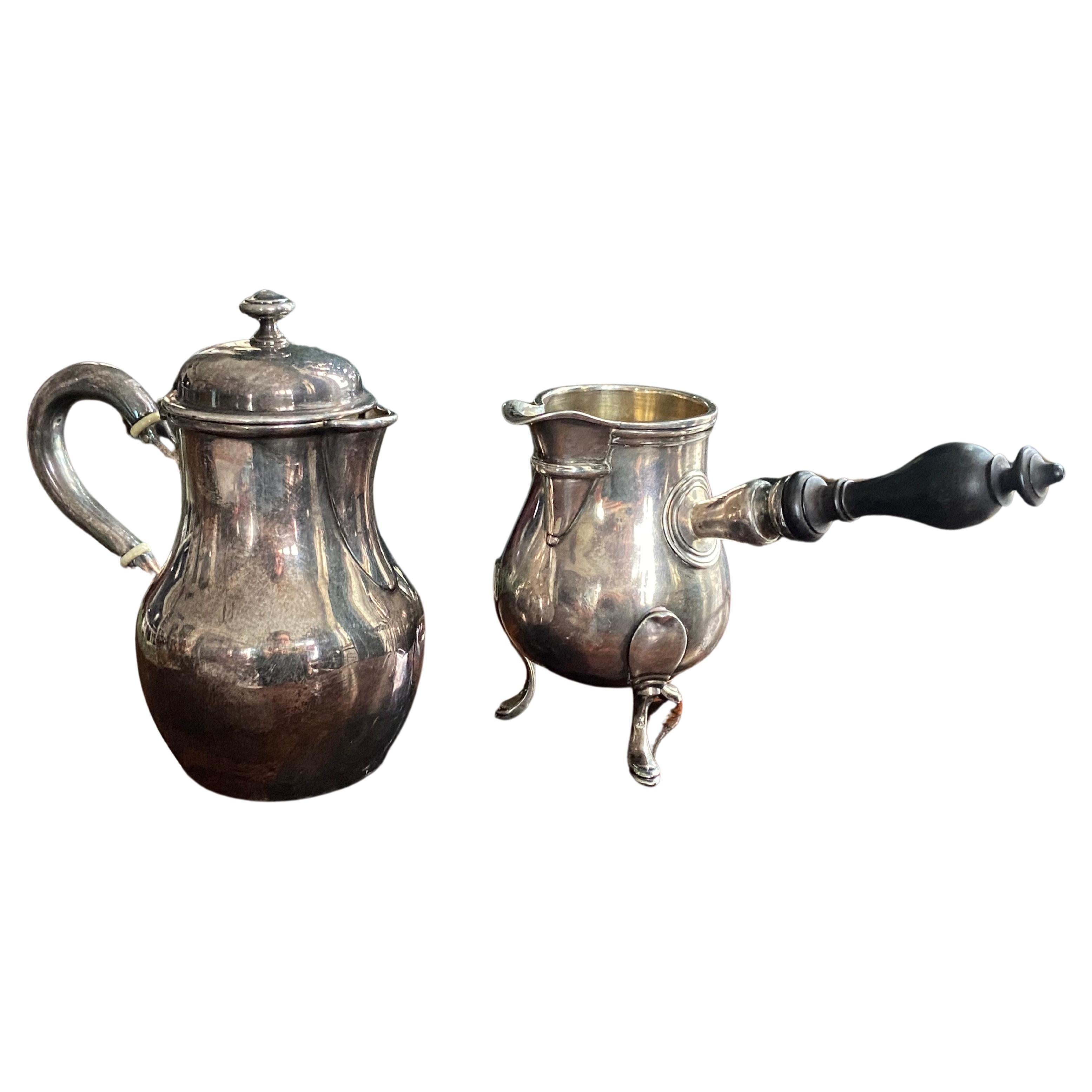 19th Century French Set of Sterling Silver Coffee or Tea Pot and Milk Jug