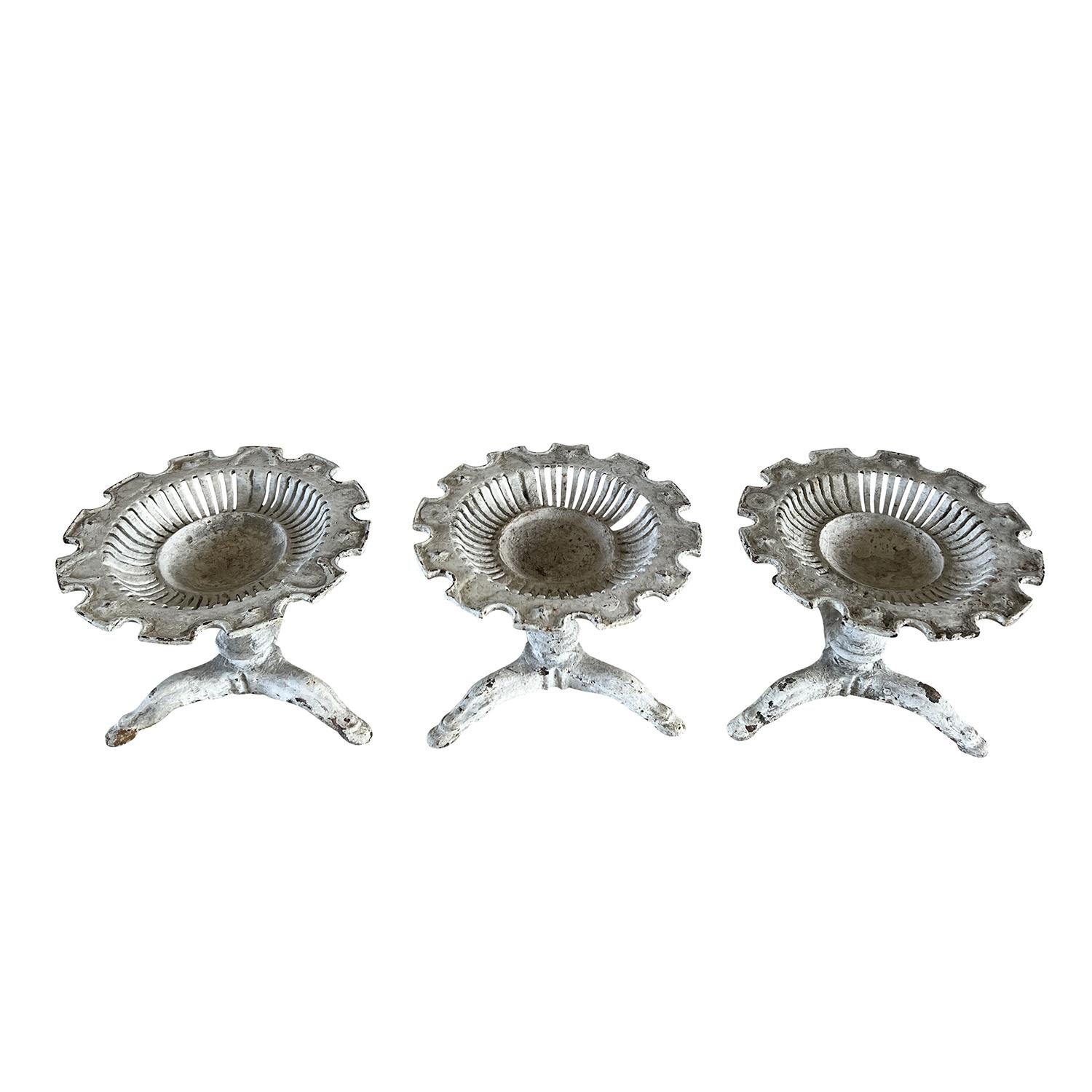 Metal 19th Century French Set of Three Antique Cast Iron Plant Stands For Sale