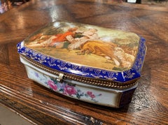 19th Century French Sèvres Cobalt Porcelain and Gilt Brass Casket Jewelry Box