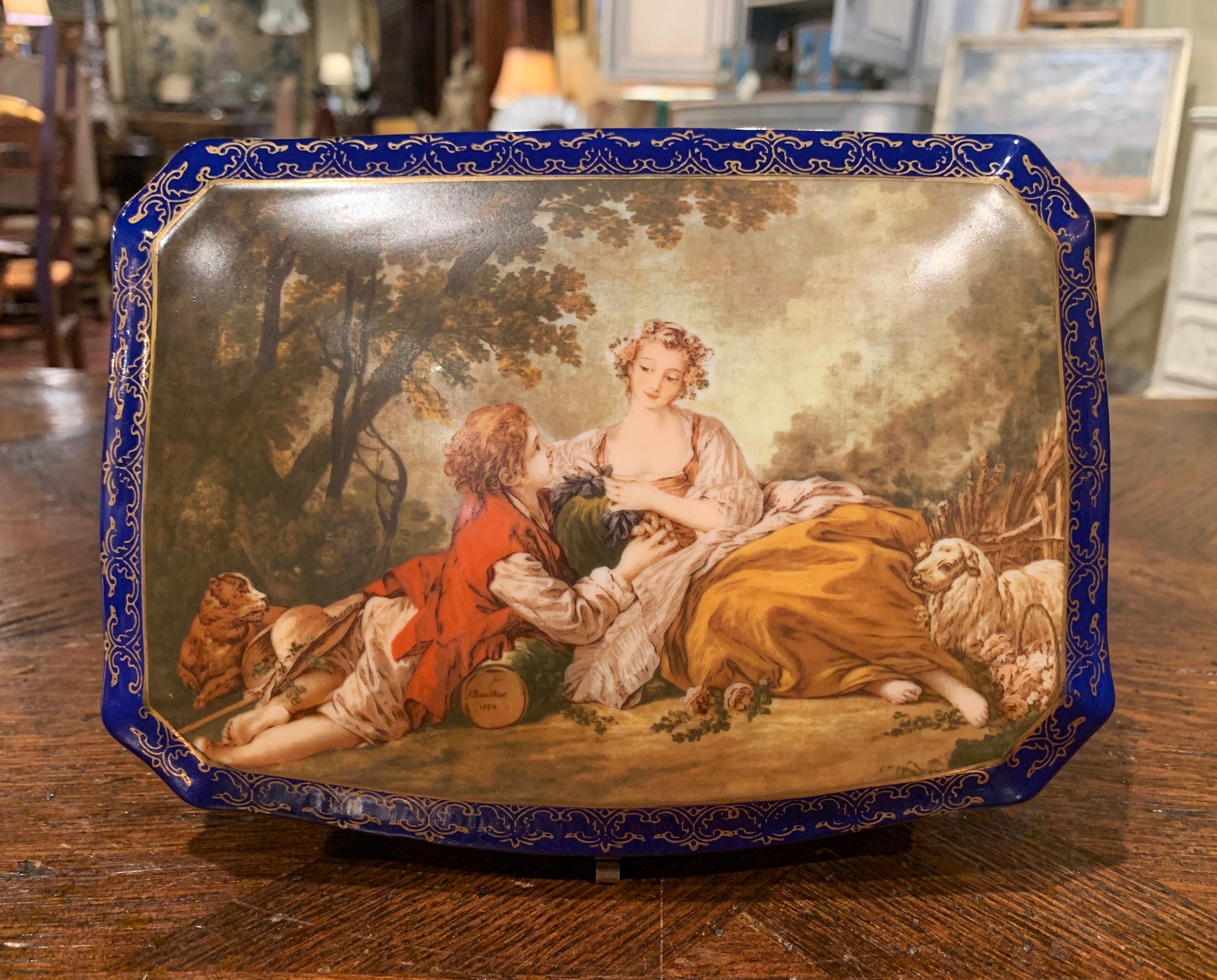 19th Century French Sèvres Cobalt Porcelain and Gilt Brass Casket Jewelry Box 3