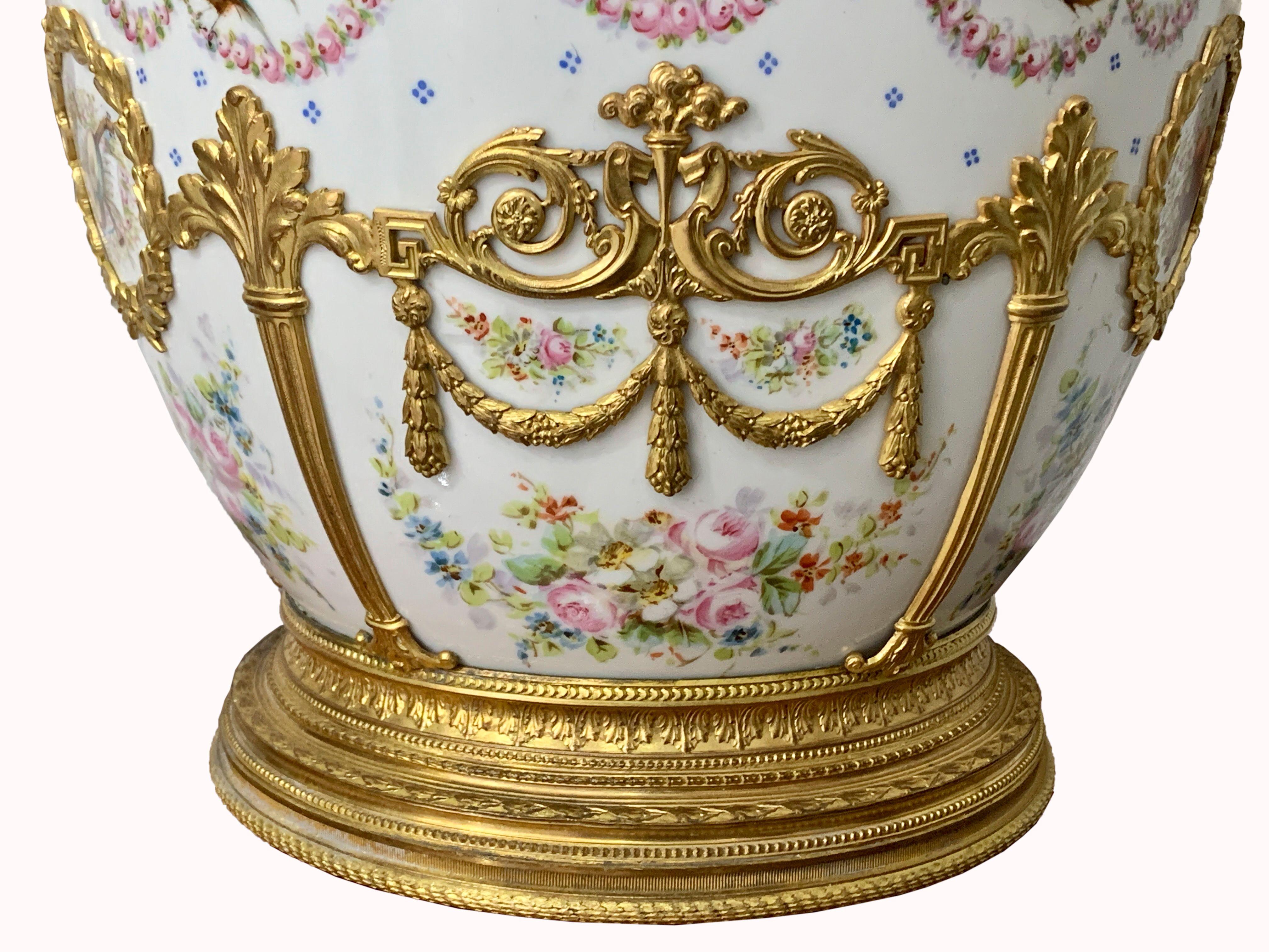 19th Century French Sevres Gilt Bronze Mounted Cache Pot In Good Condition In Los Angeles, CA