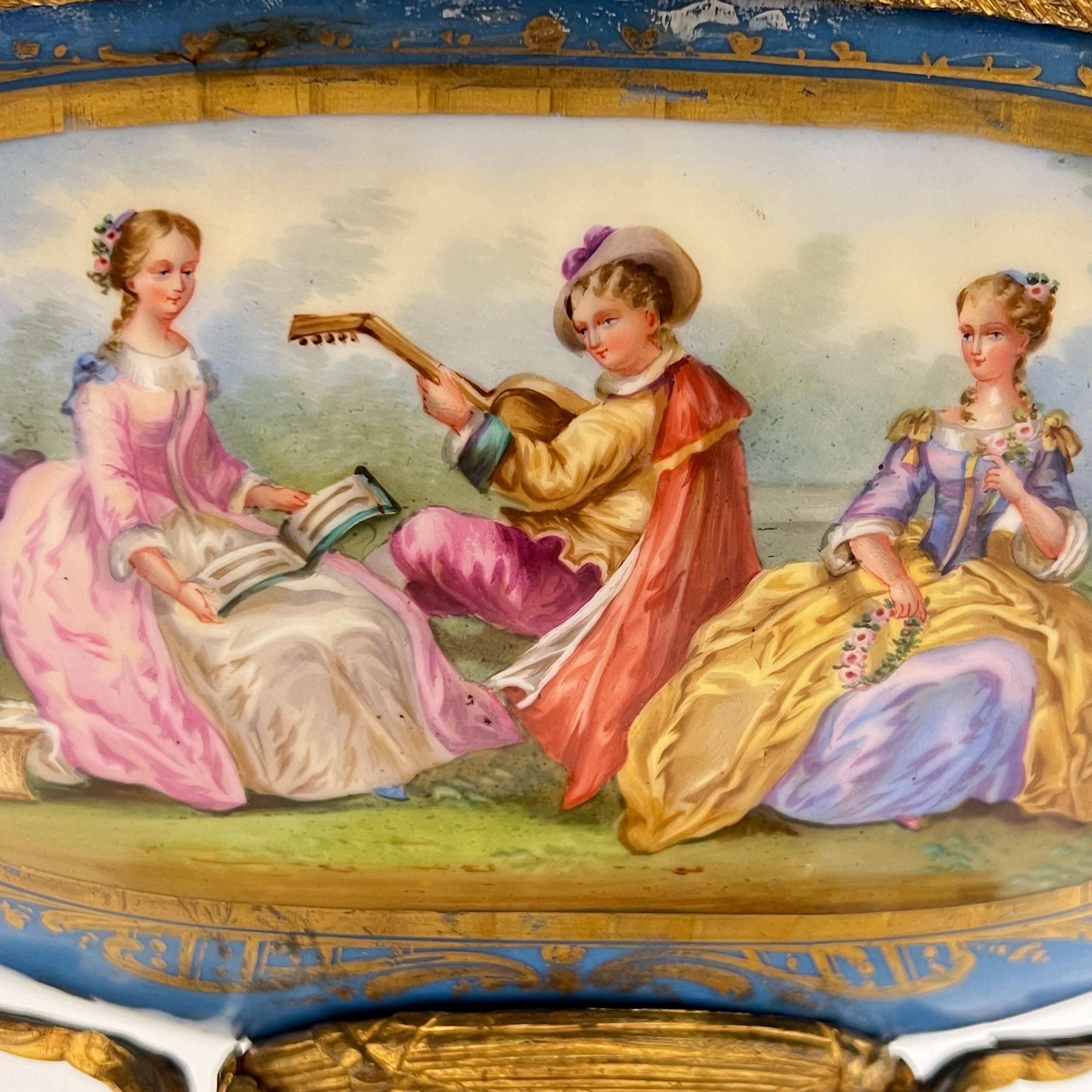 19th Century French Sevres Louis XV Style Porcelain Gilt Bronze Centerpiece Bowl 5