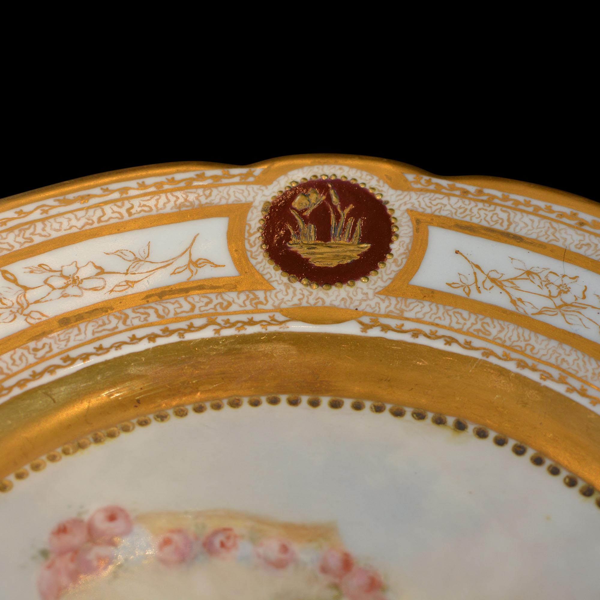 19th Century French Sevres Painted & Gilt Portrait Plate Haviland Numbered 1