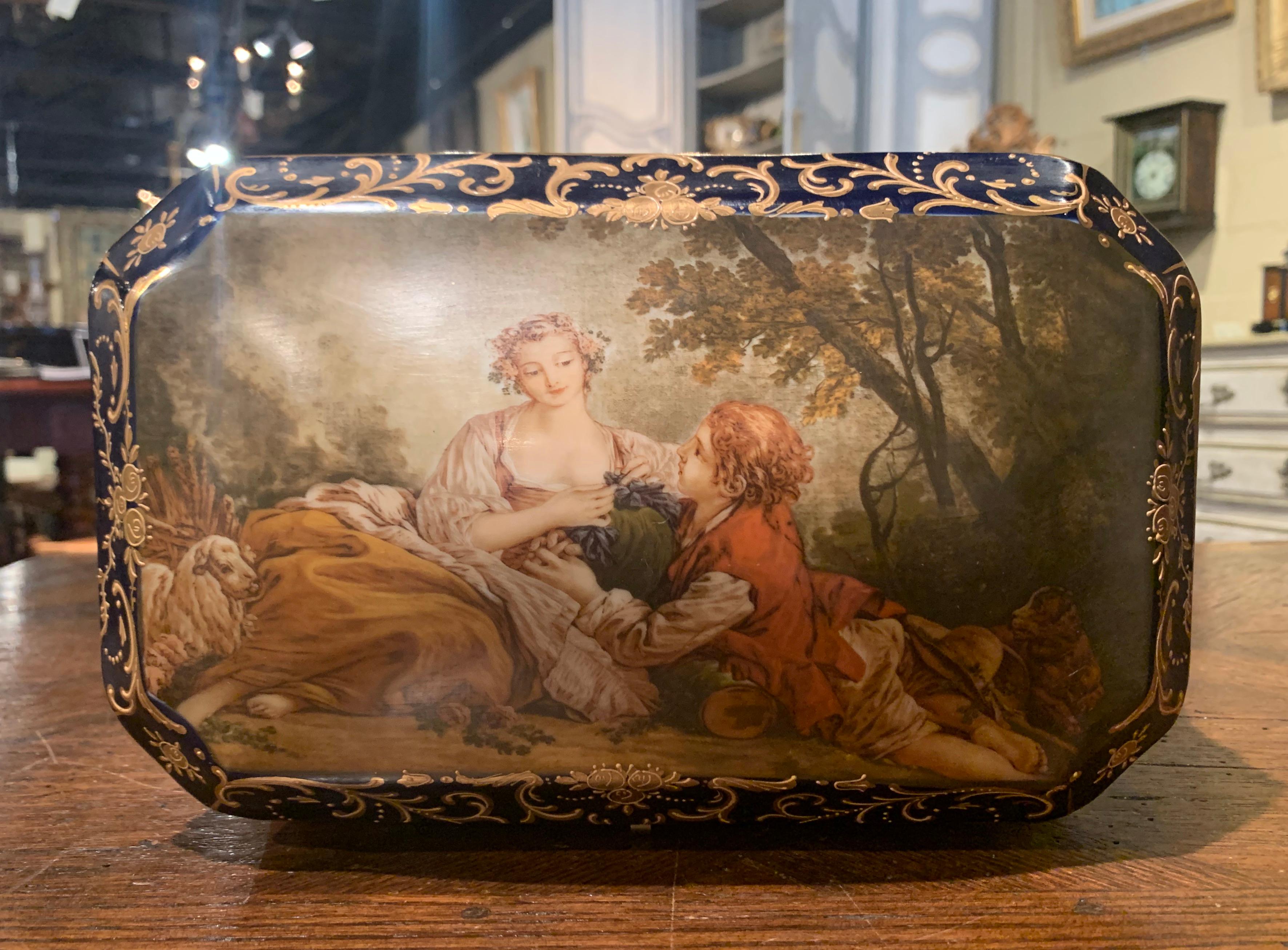 Napoleon III 19th Century French Sèvres Painted Porcelain and Gilt Brass Casket Jewelry Box