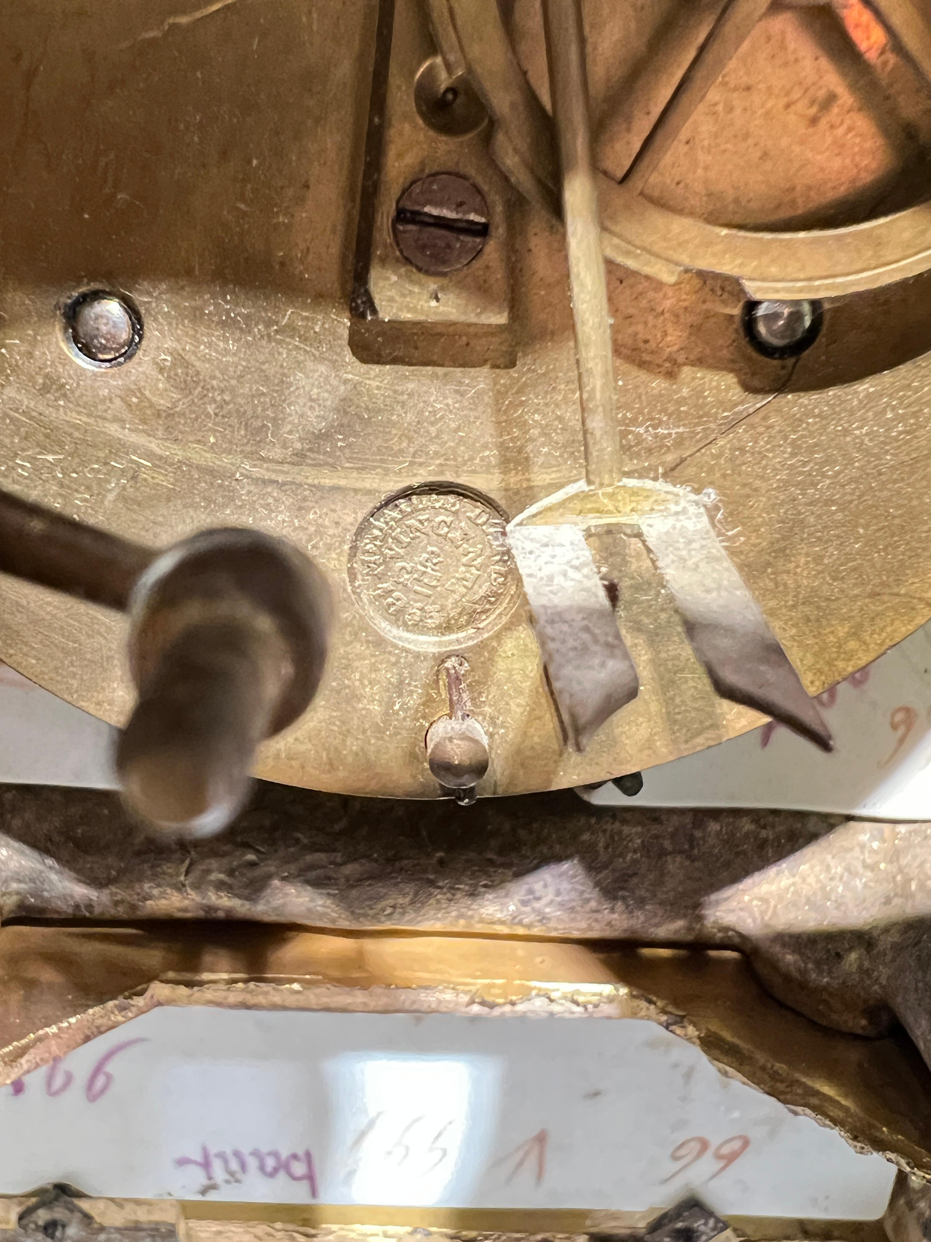 19th Century French Sevres Porcelain Gilt Bronze Mantel Clock and Candelabra Set im Angebot 9