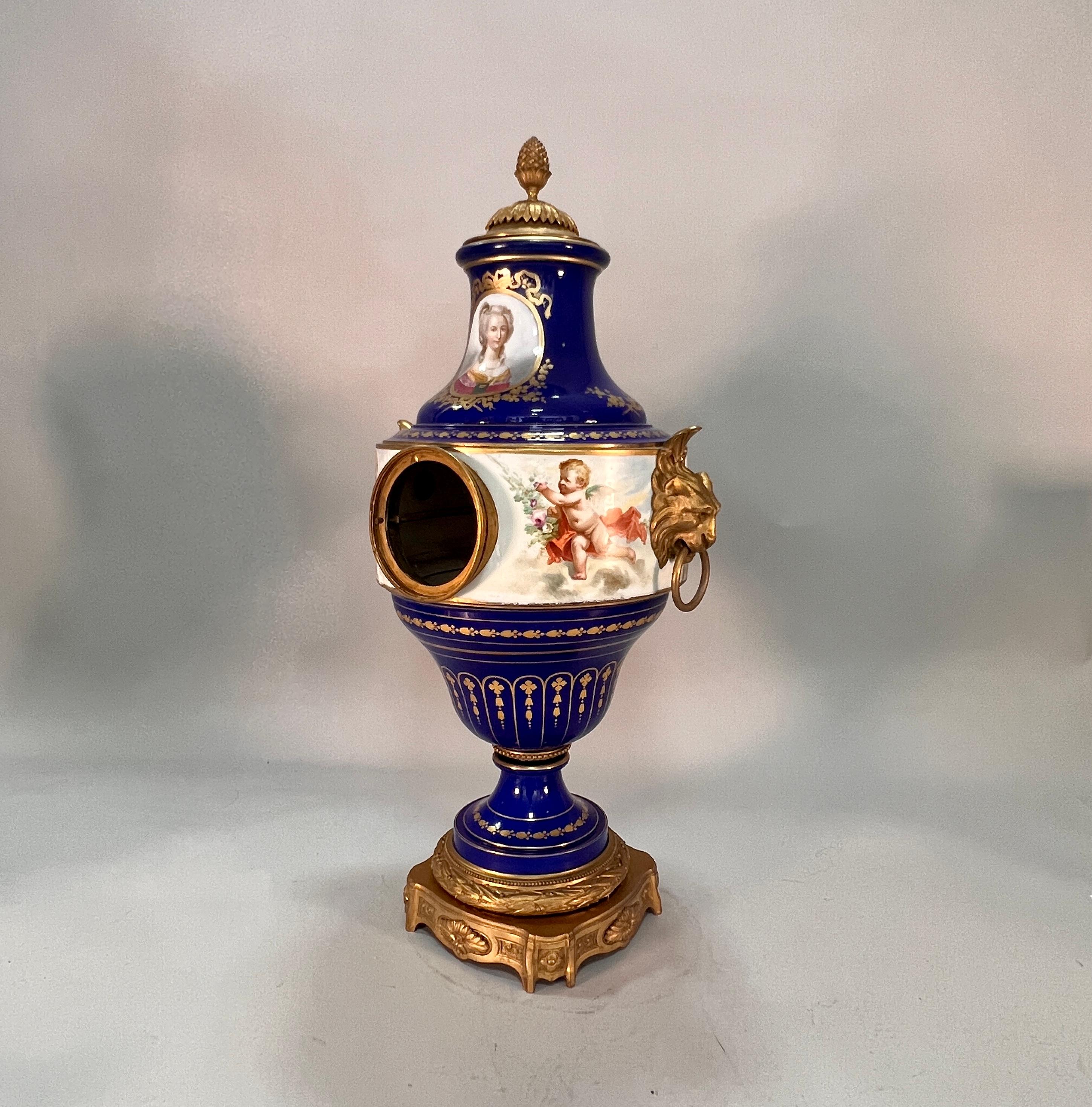 19th century French Sevres style baluster shaped porcelain clock For Sale 1